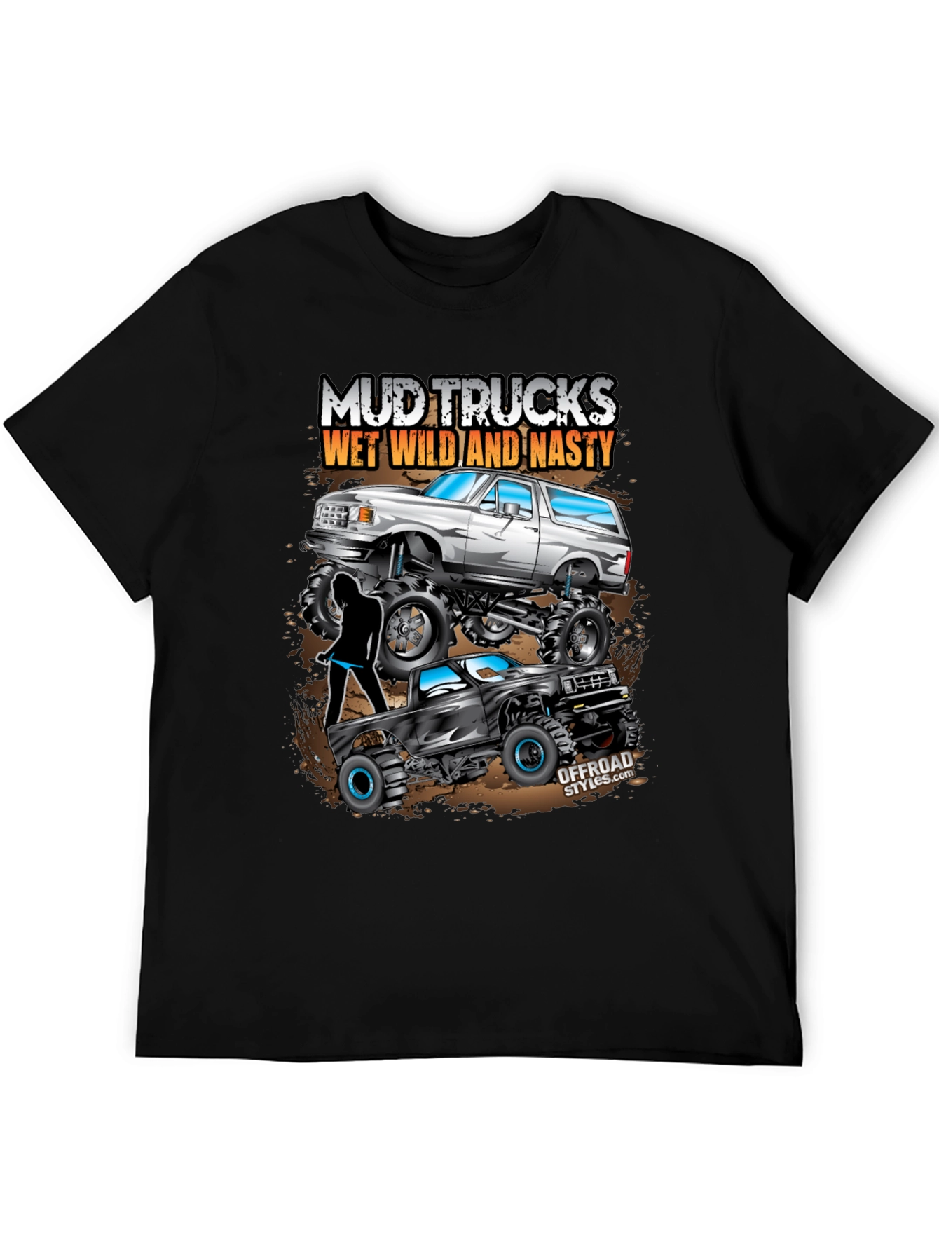 Black Mud Trucks T-Shirt: Wet, Wild, and Nasty Off-Road Style view 5