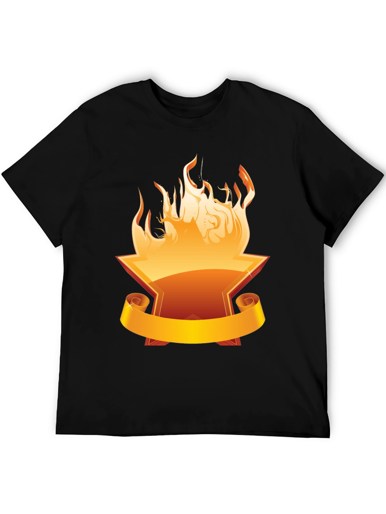 Black Fiery Anvil Graphic Tee - Bold Black Cotton Shirt view 5