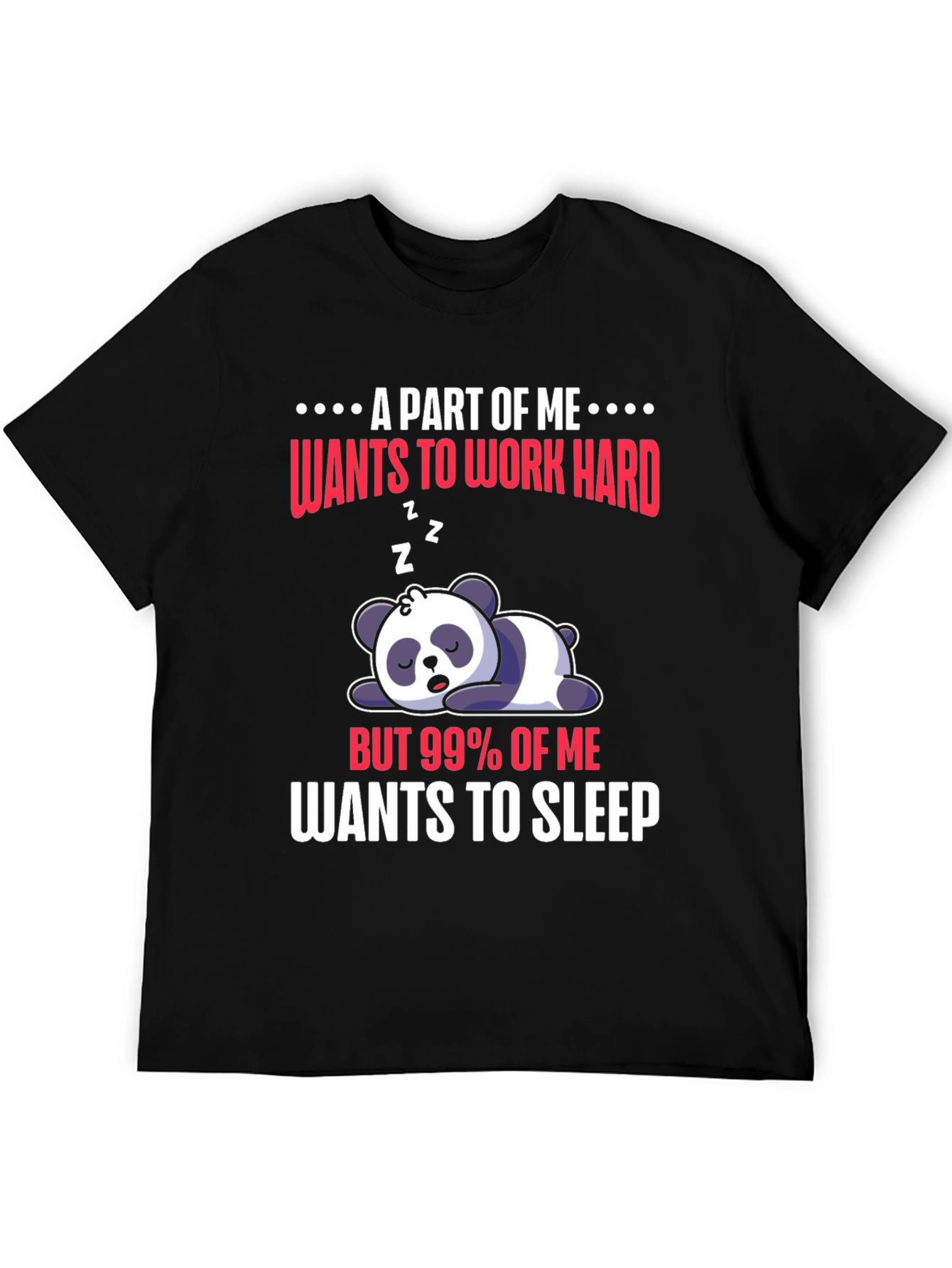 Black Funny Panda "Wants to Sleep" Graphic Tee view 5
