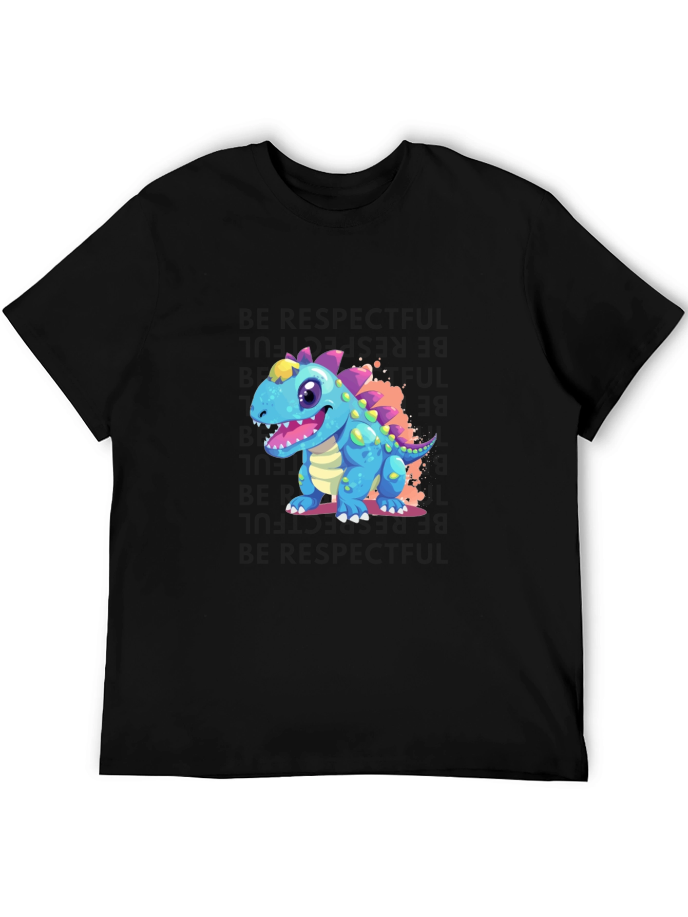 Black Cartoon Dinosaur Graphic Tee - Fun & Unique! view 5
