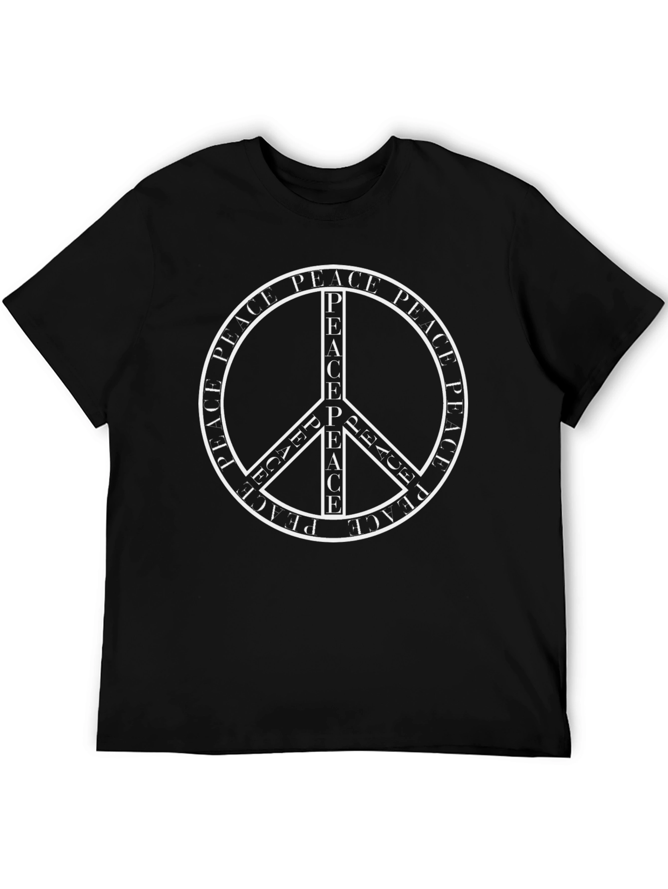 Black Peace Symbol Graphic T-Shirt - Black Casual Tee view 5