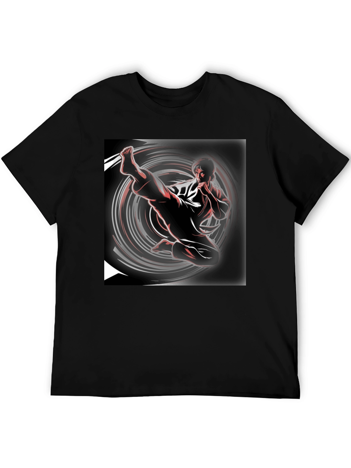Karate Kick Graphic Black T-Shirt - 5