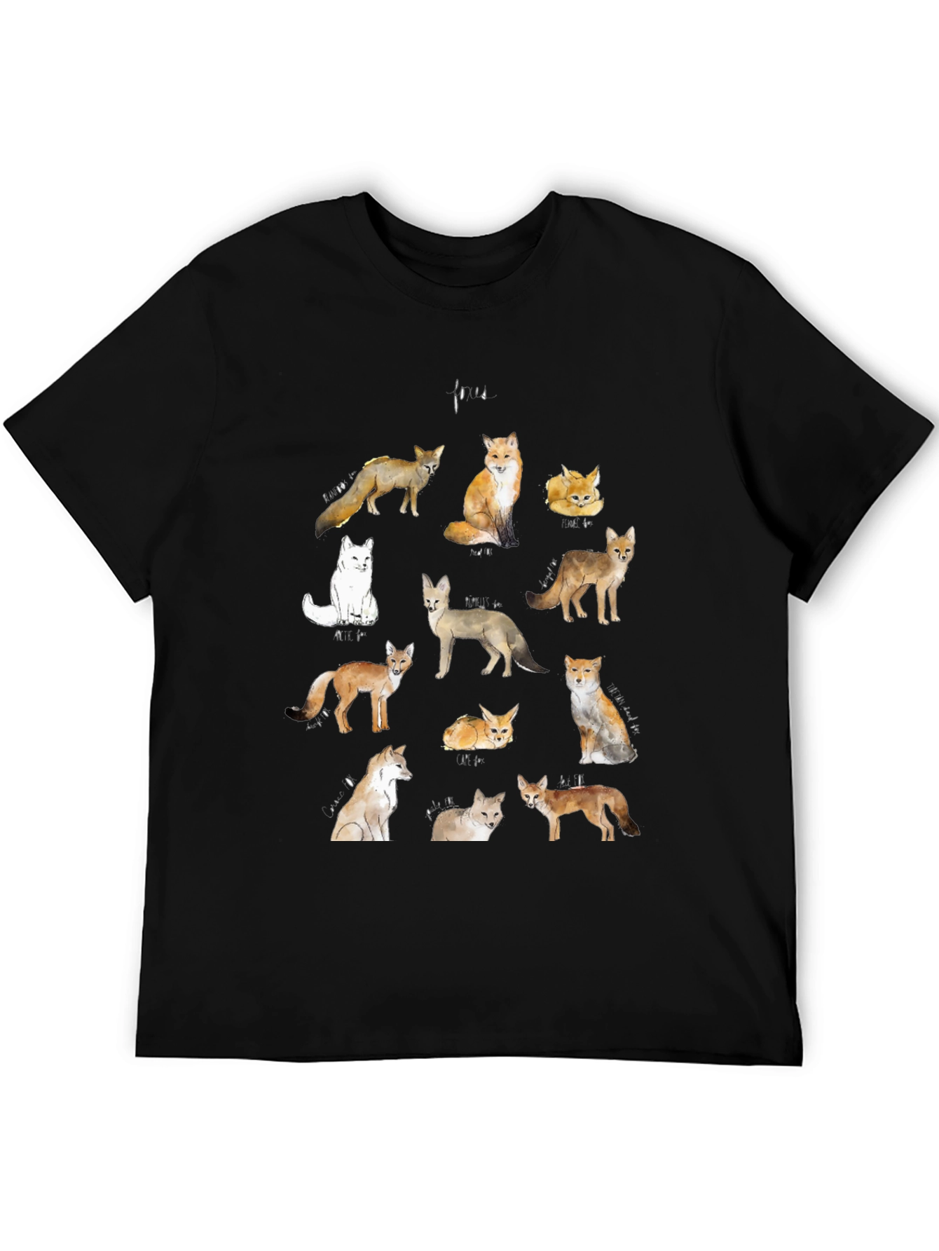 Black Fox Watercolor Graphic Tee - Unisex Casual T-Shirt view 5