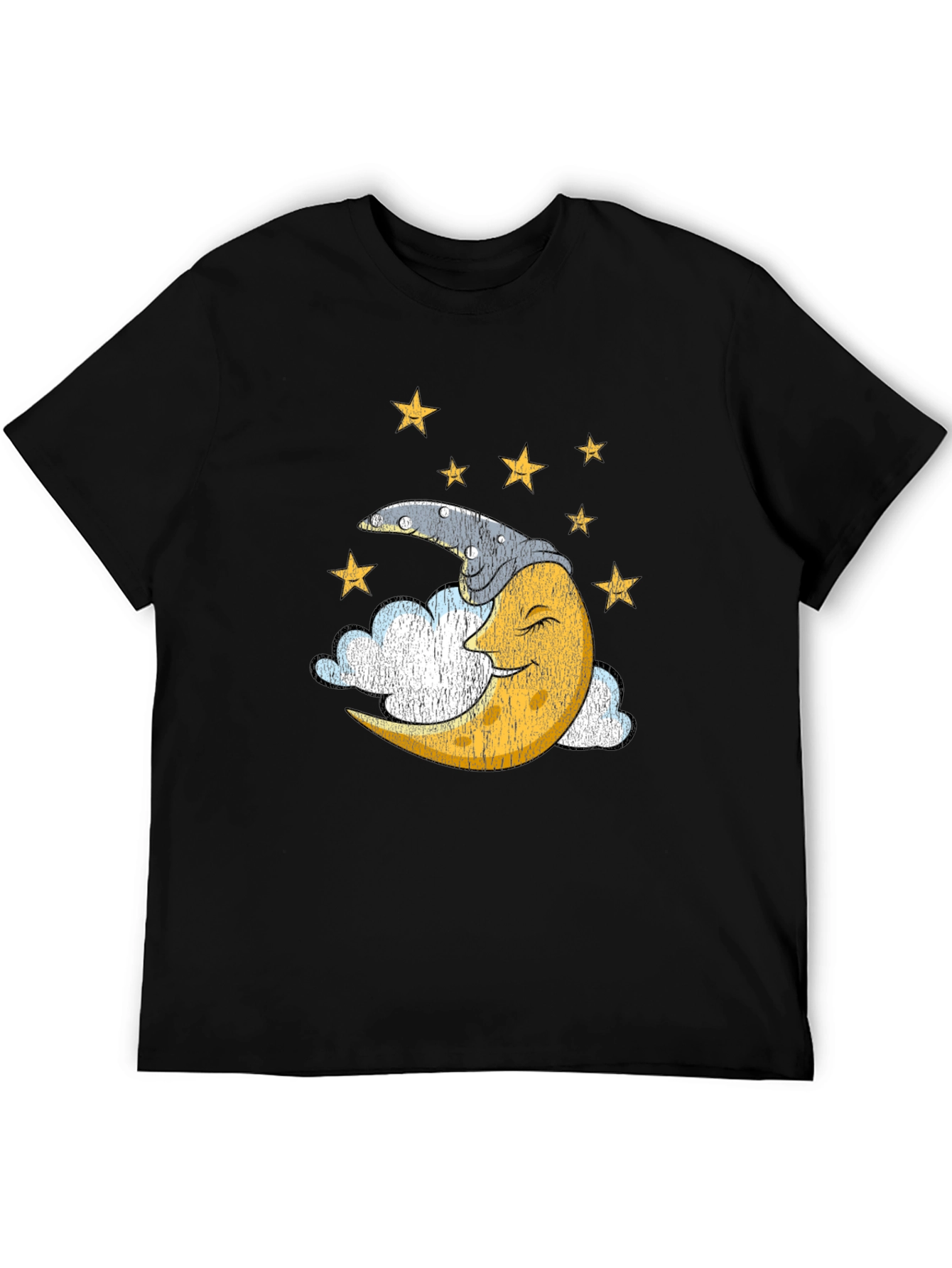 Black Sleepy Moon Graphic T-Shirt - Dreamy Celestial Design view 5