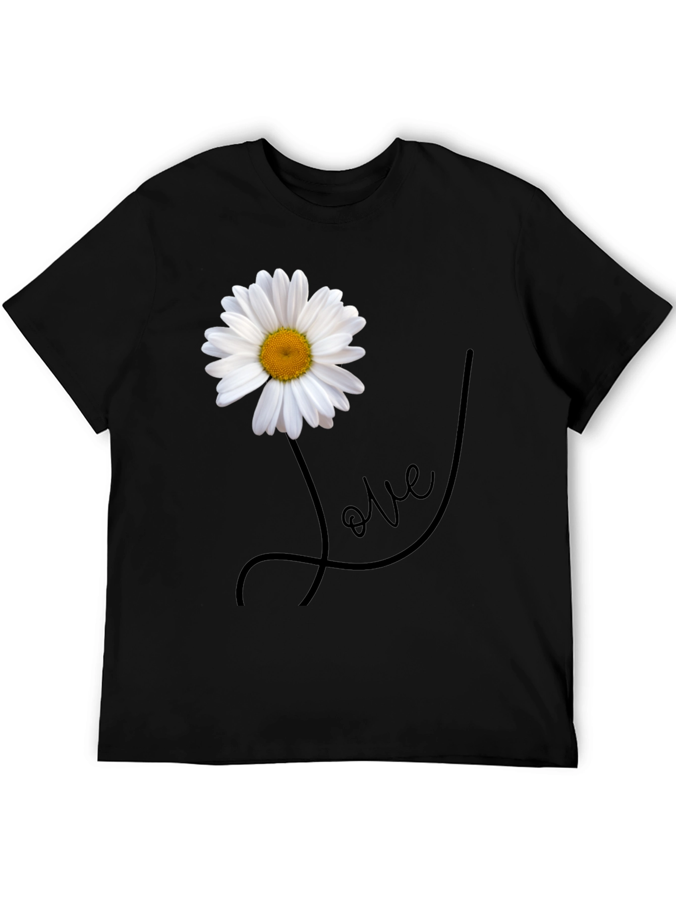 Black Daisy Love Graphic Tee - Stylish Men's Black T-Shirt view 5