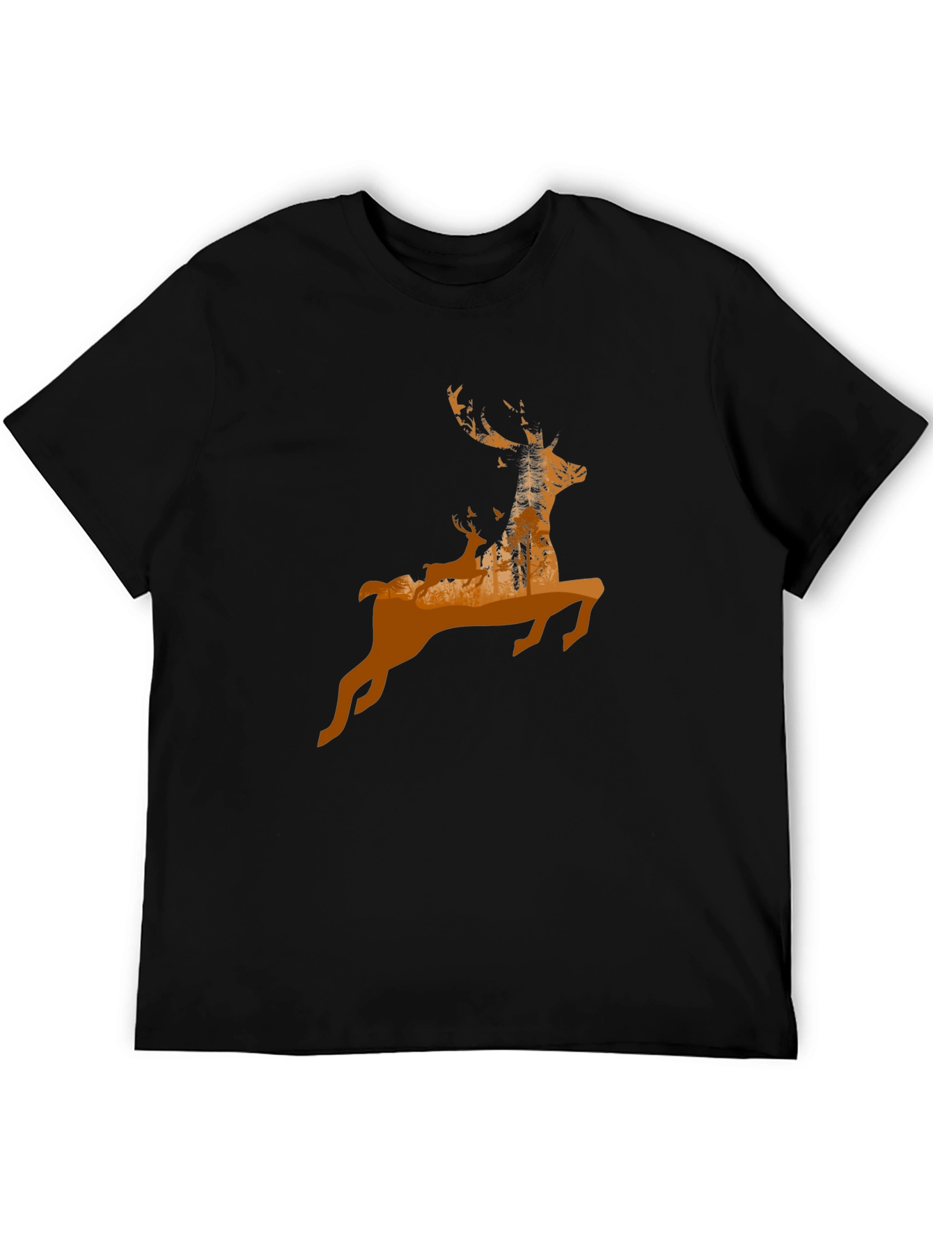 Black Deer Silhouette Graphic T-Shirt - Nature Inspired Design view 5