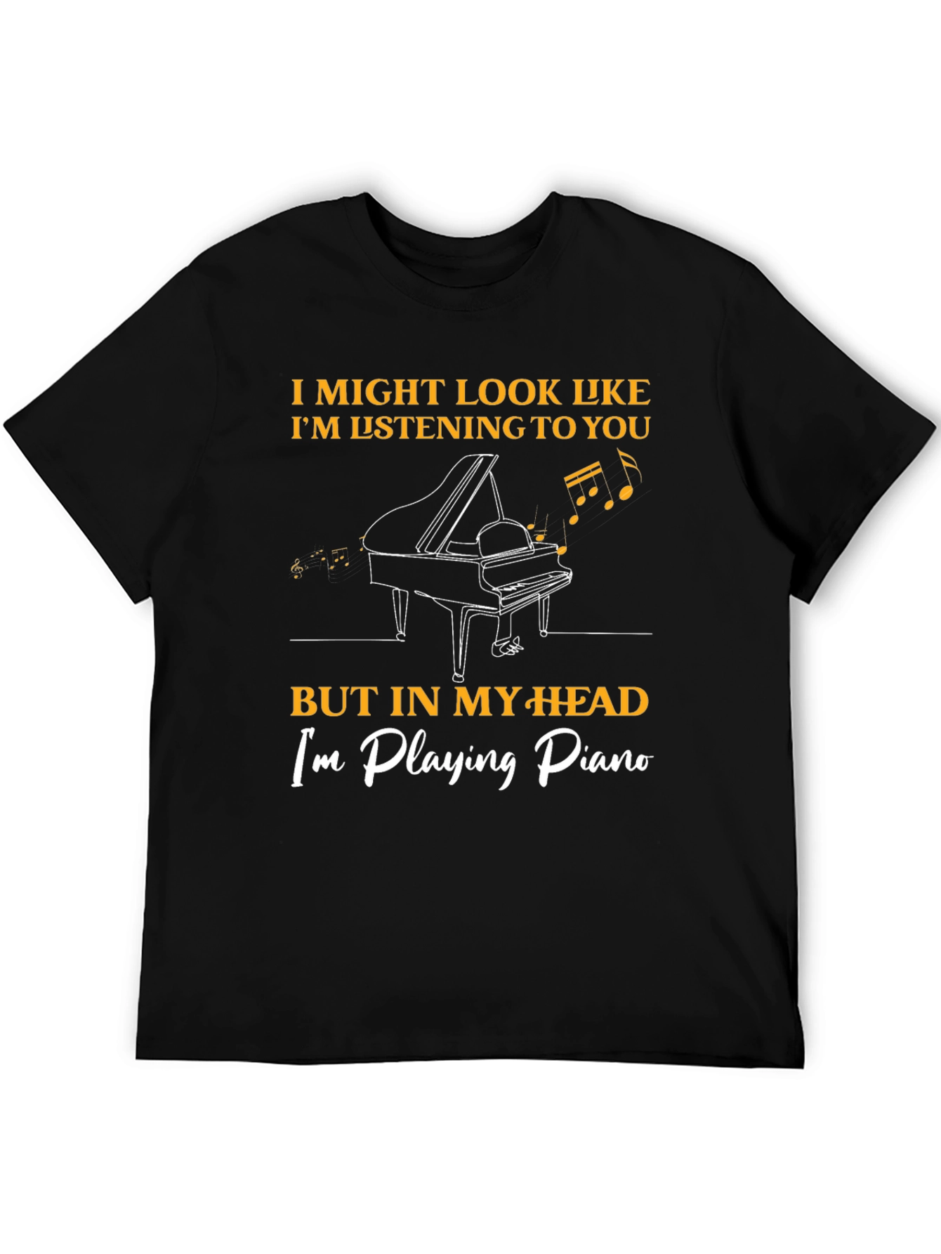 Black Piano Player T-Shirt - Musician Humor Tee view 5