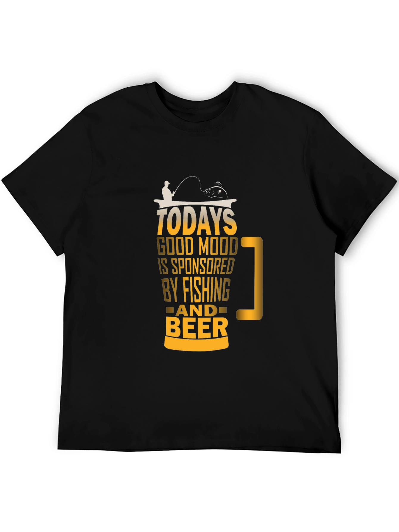 Black Fishing and Beer T-Shirt - Today's Good Mood view 5