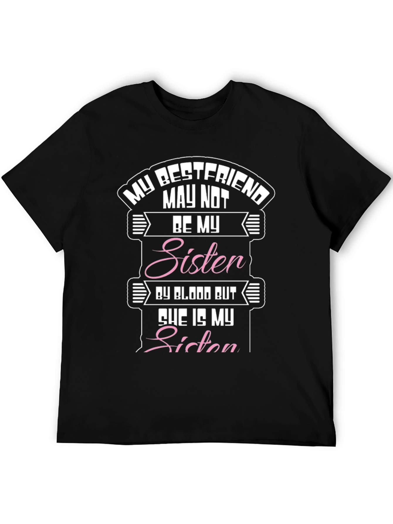 Black Bestfriend Sister Graphic Tee - Black Cotton Blend T-Shirt view 5