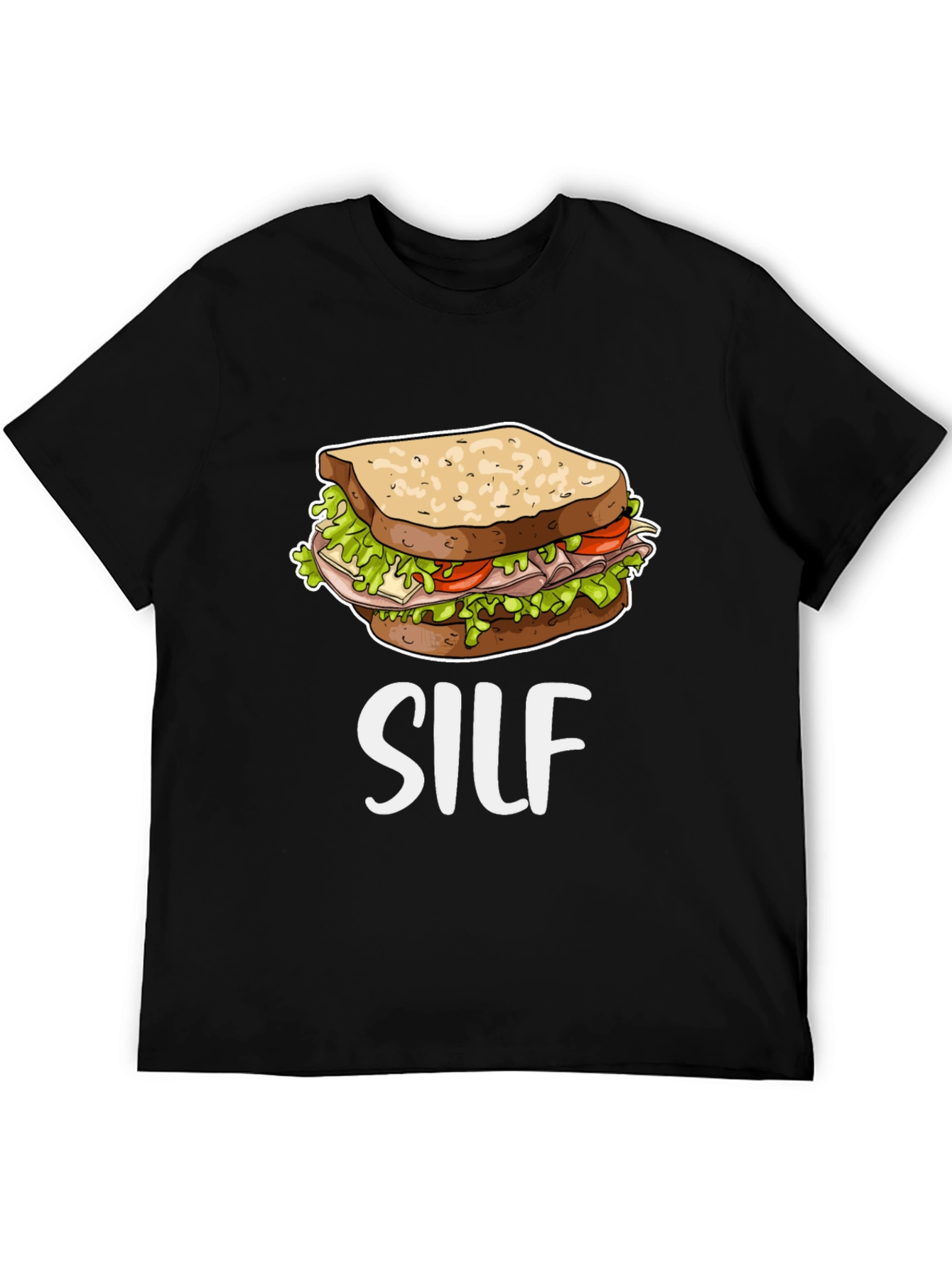 Black SILF Sandwich Funny T-Shirt view 5