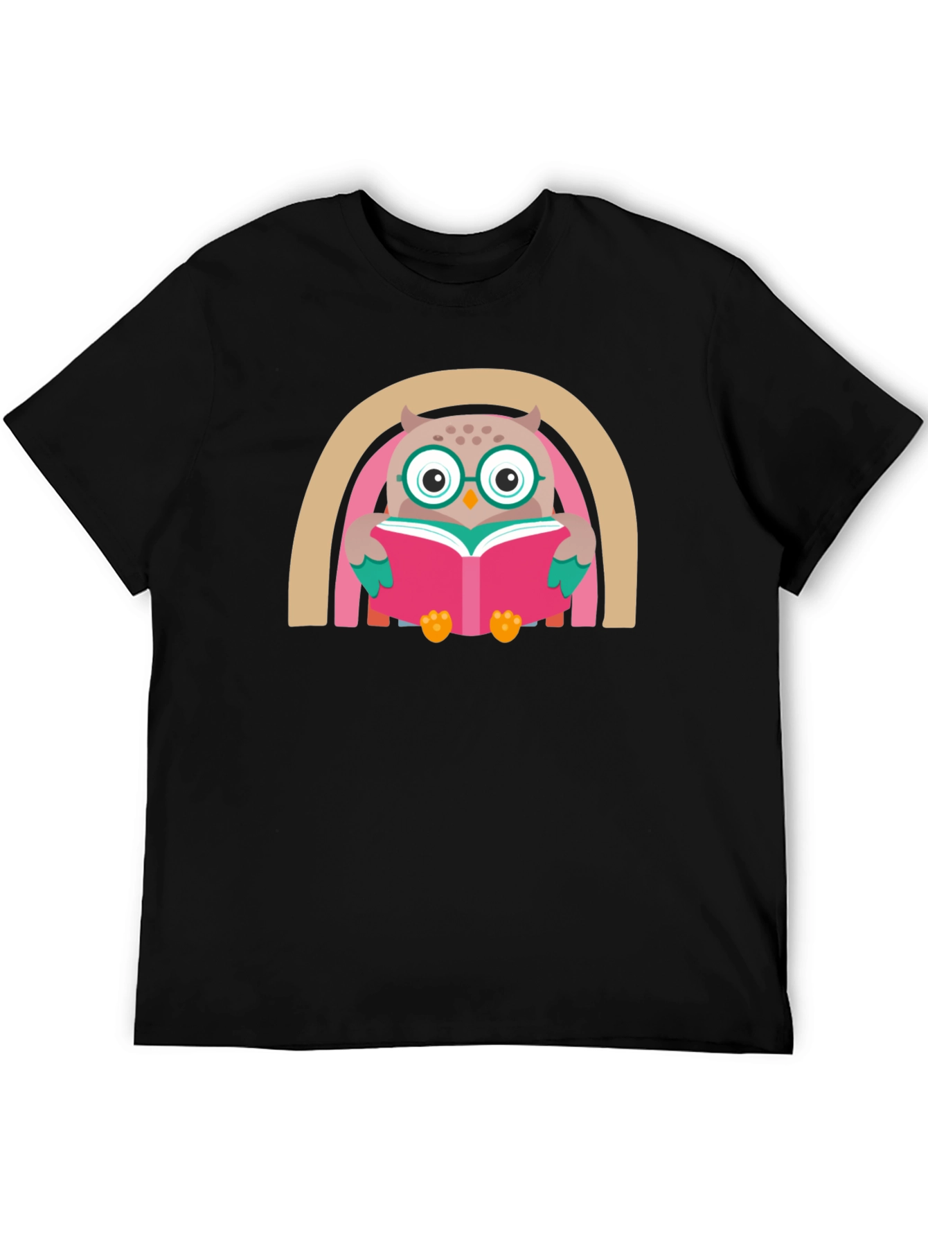 Black Owl Reading Book Graphic T-Shirt view 5