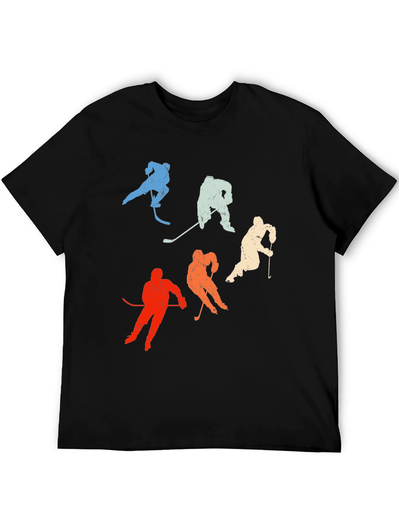 Black Retro Hockey Player T-Shirt - Vintage Style view 5
