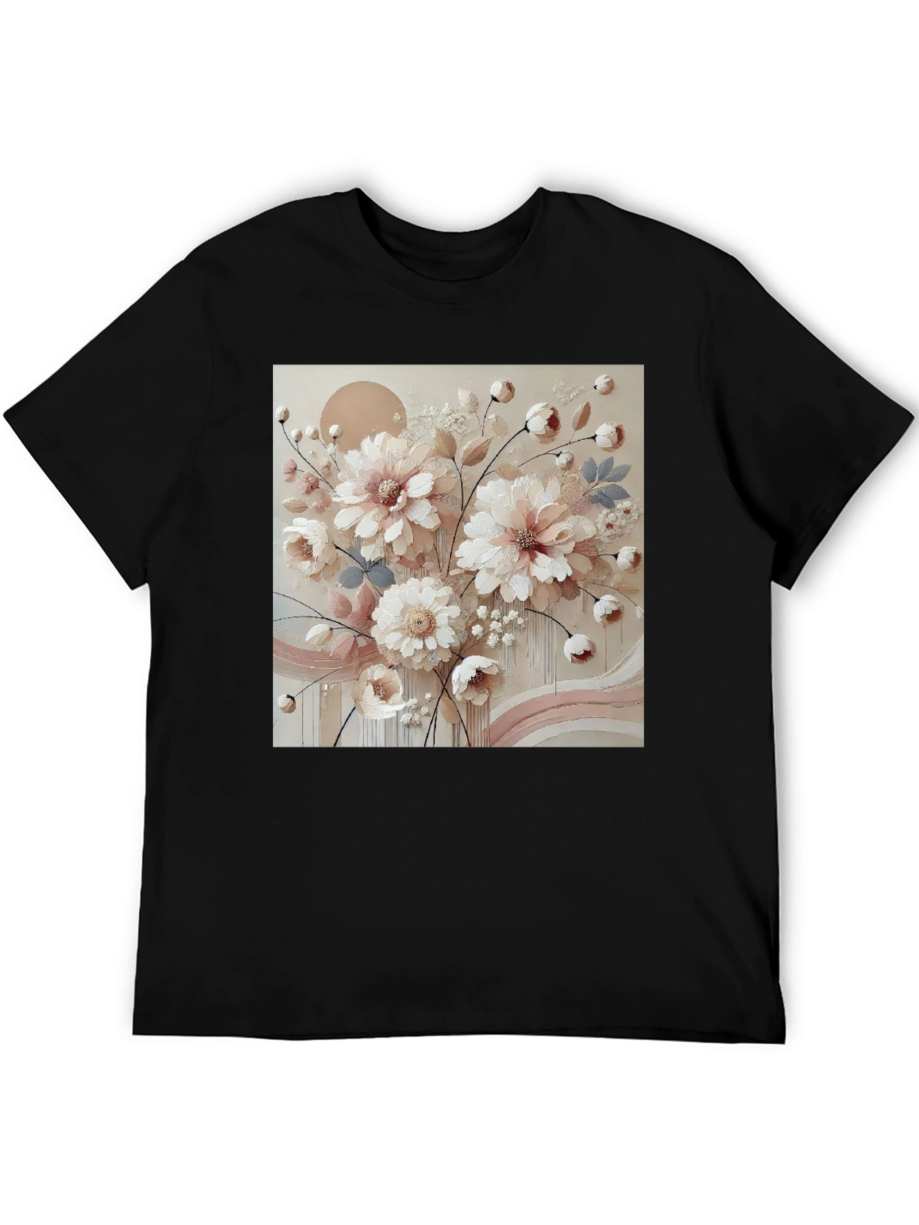 Black Floral Art Graphic Tee - Soft & Stylish view 5