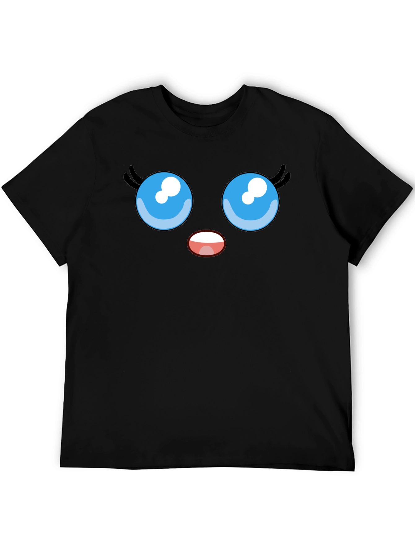 Black Cute Cartoon Face Graphic Tee view 5