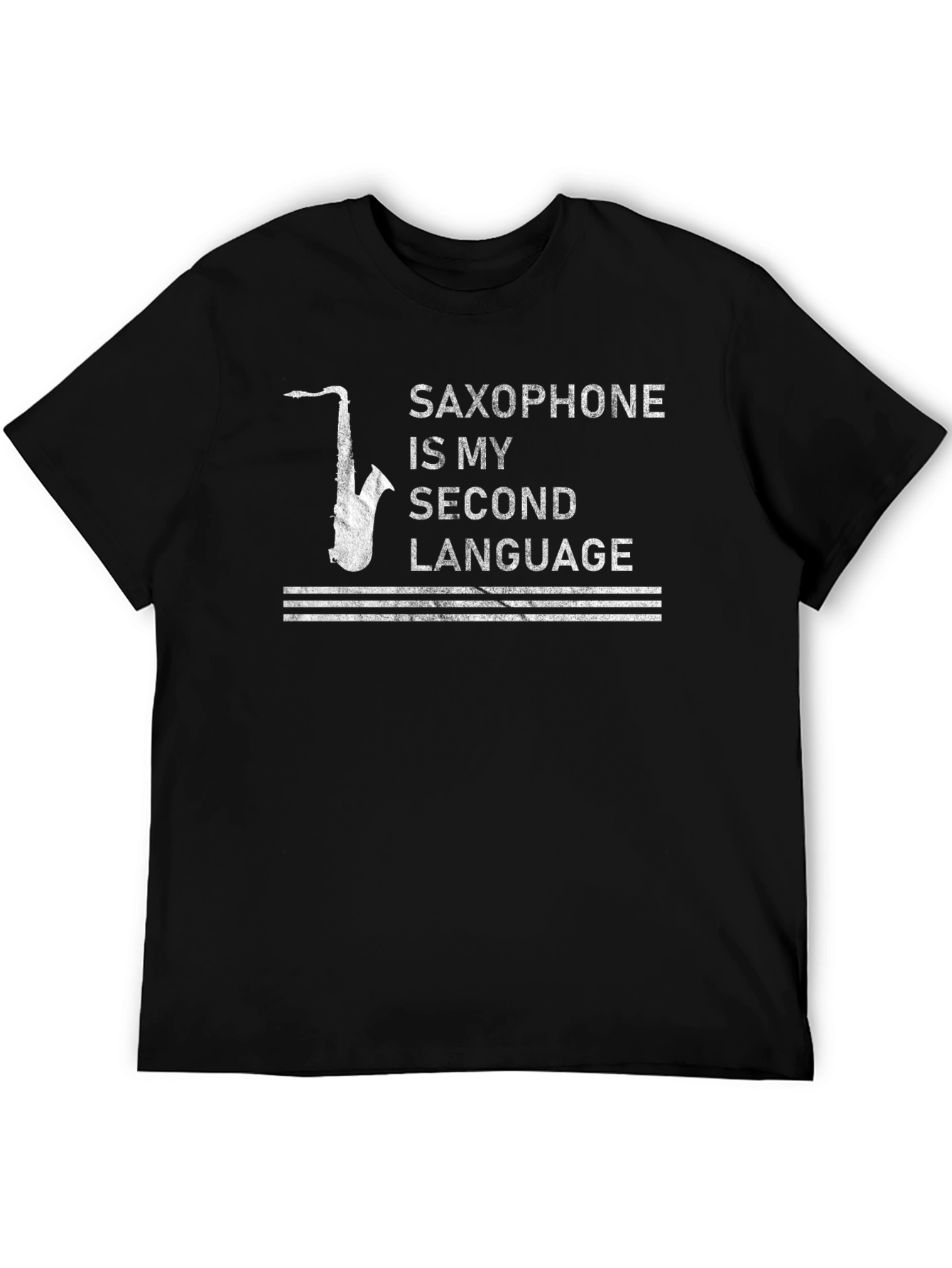 Black Saxophone Is My Second Language T-Shirt - Music Lover Tee view 5