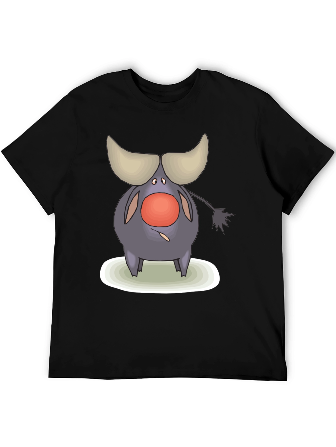 Black Cartoon Buffalo Graphic Tee - Black Cotton Comfort view 5