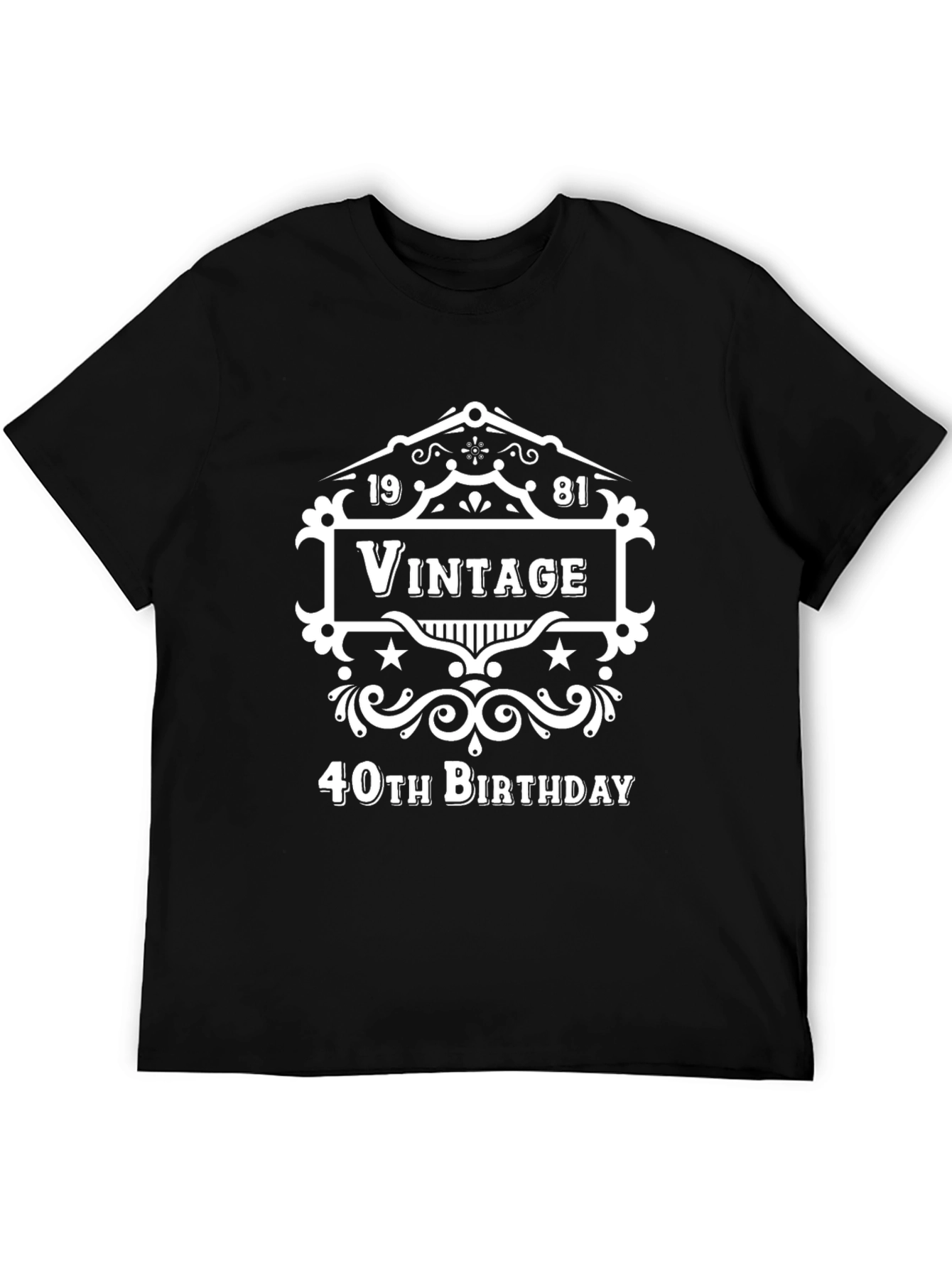 Black Vintage 1981 40th Birthday T-Shirt view 5