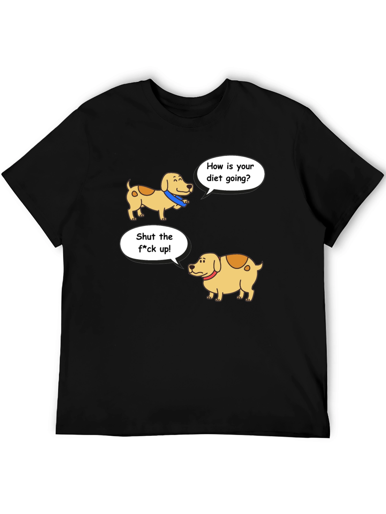 Black Funny Diet Dog Cartoon T-Shirt view 5