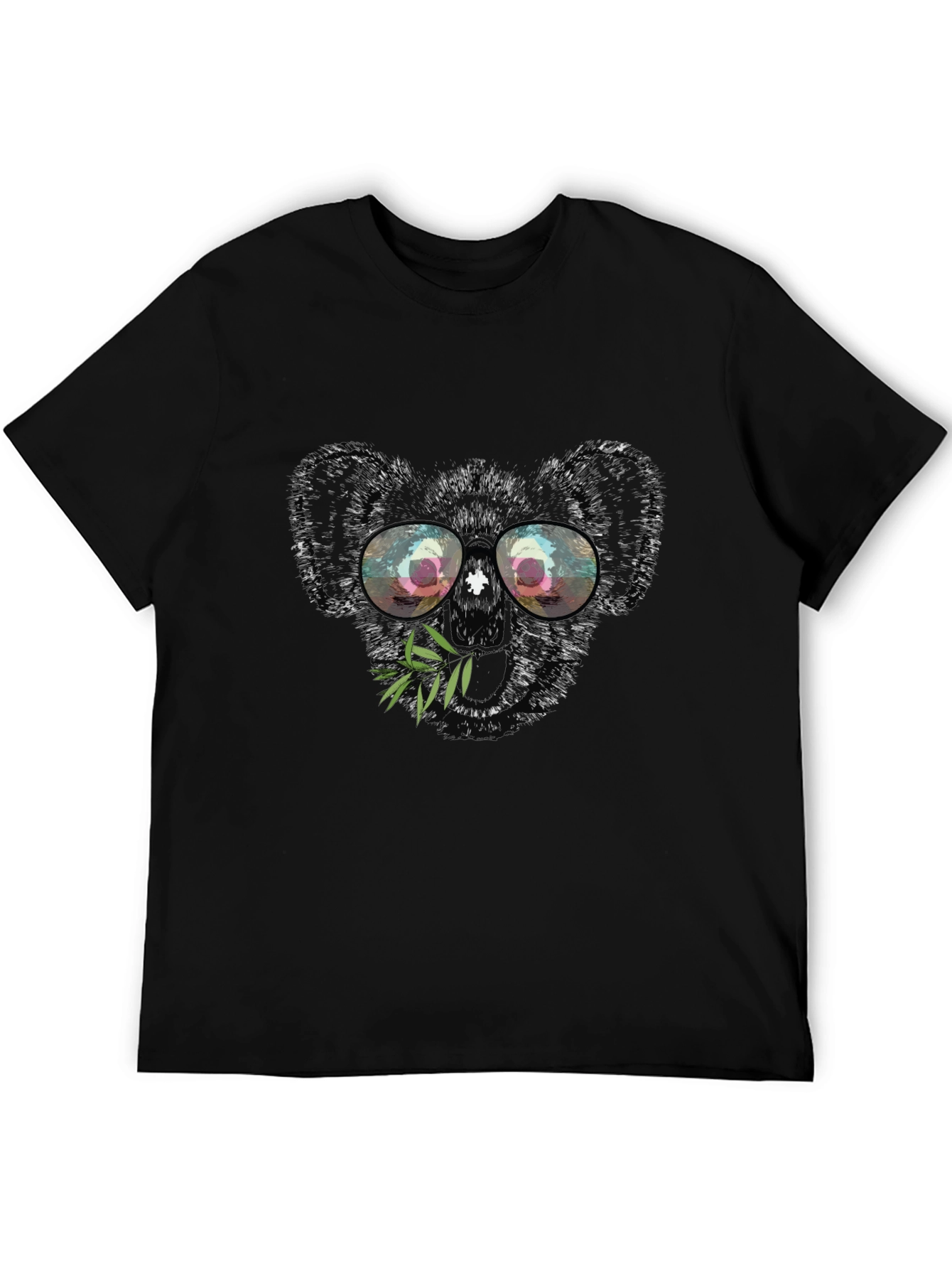 Black Cool Koala Graphic Tee - Black Cotton T-Shirt view 5