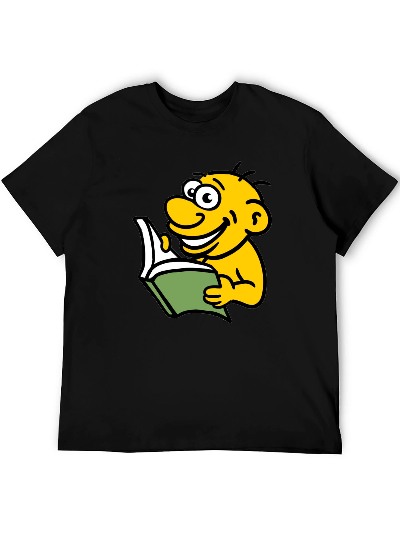 Black Cartoon Character Reading T-Shirt view 5