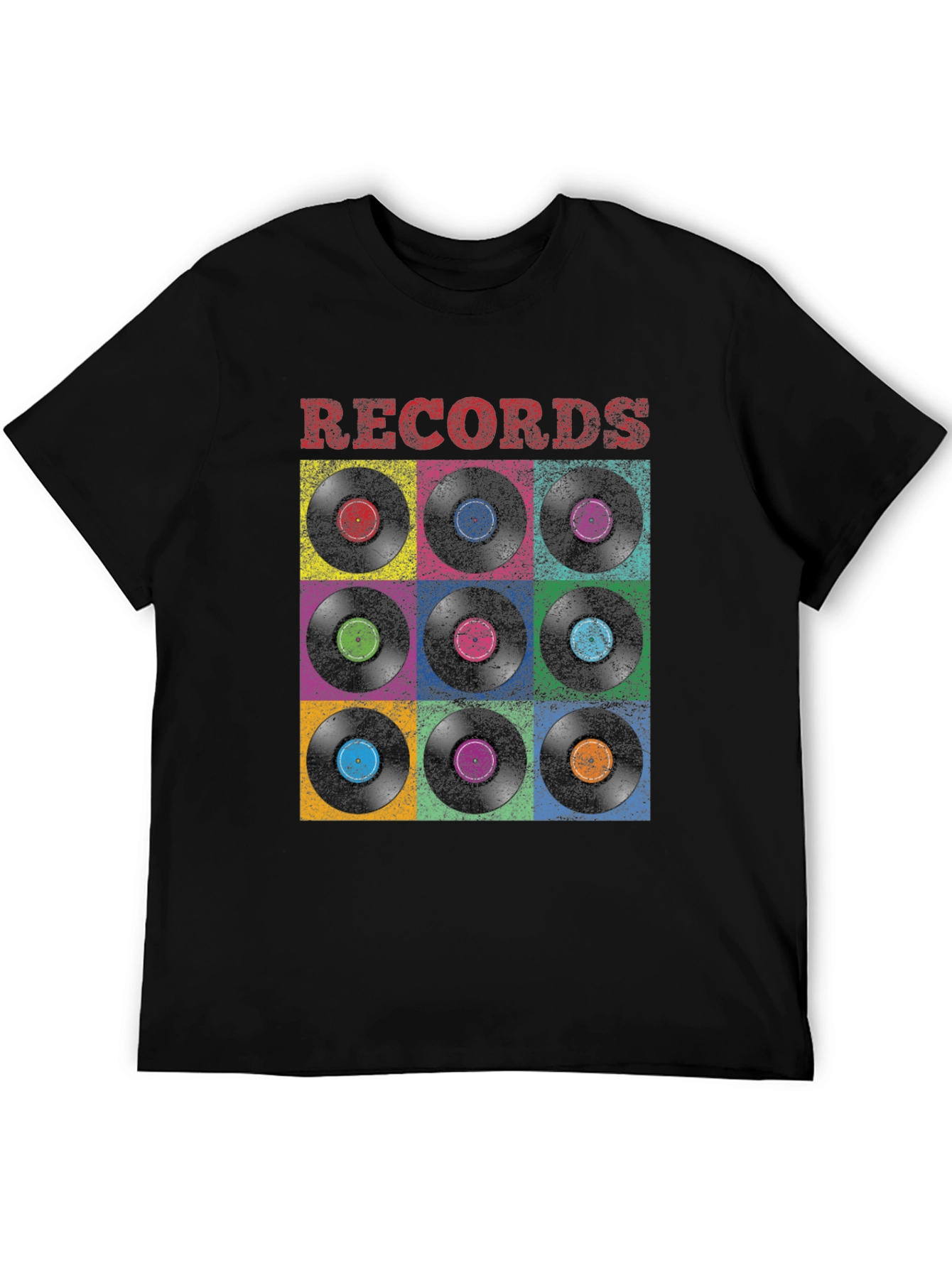 Black Retro Vinyl Record Graphic T-Shirt view 5
