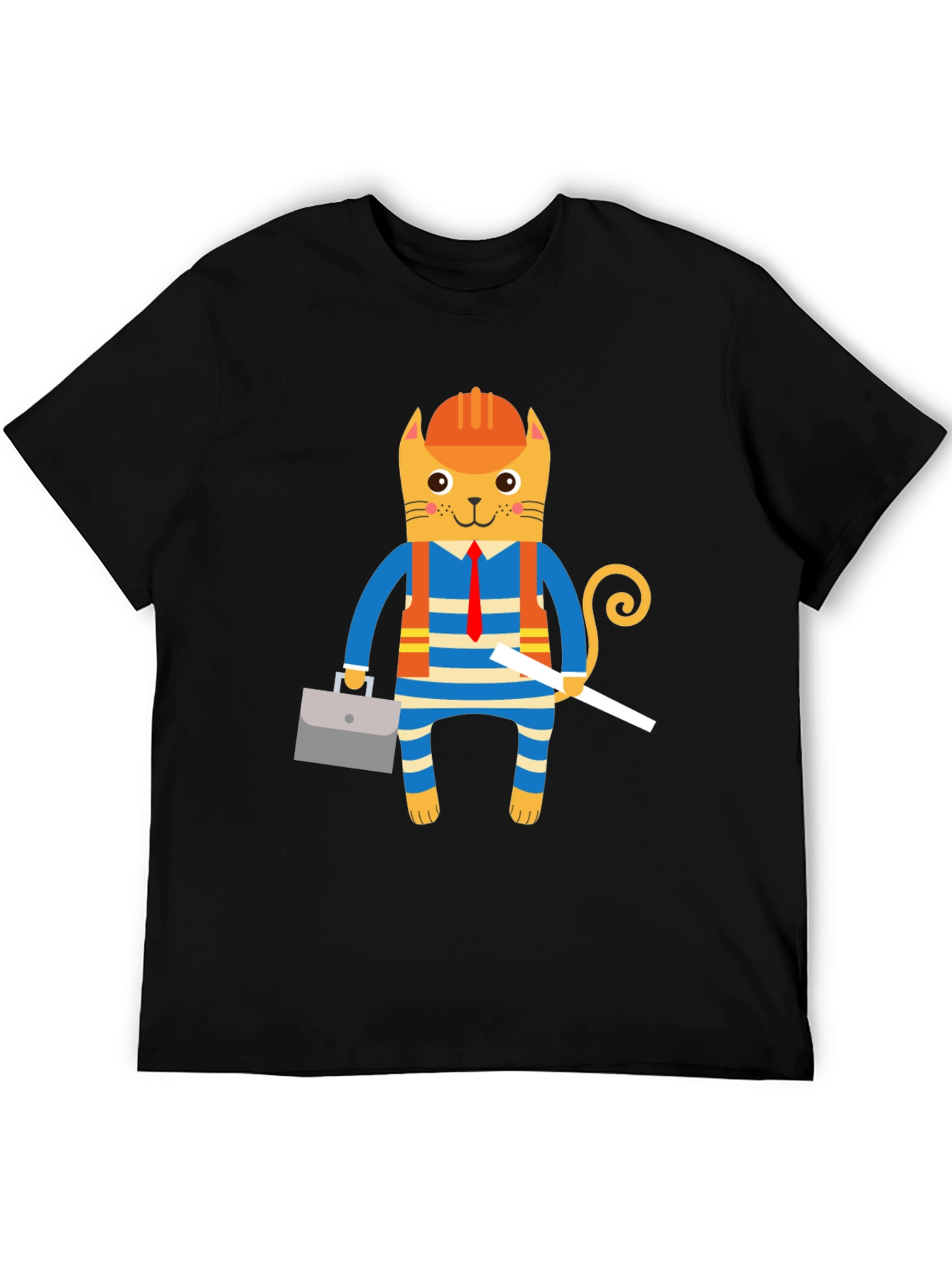 Black Construction Cat Tee view 5