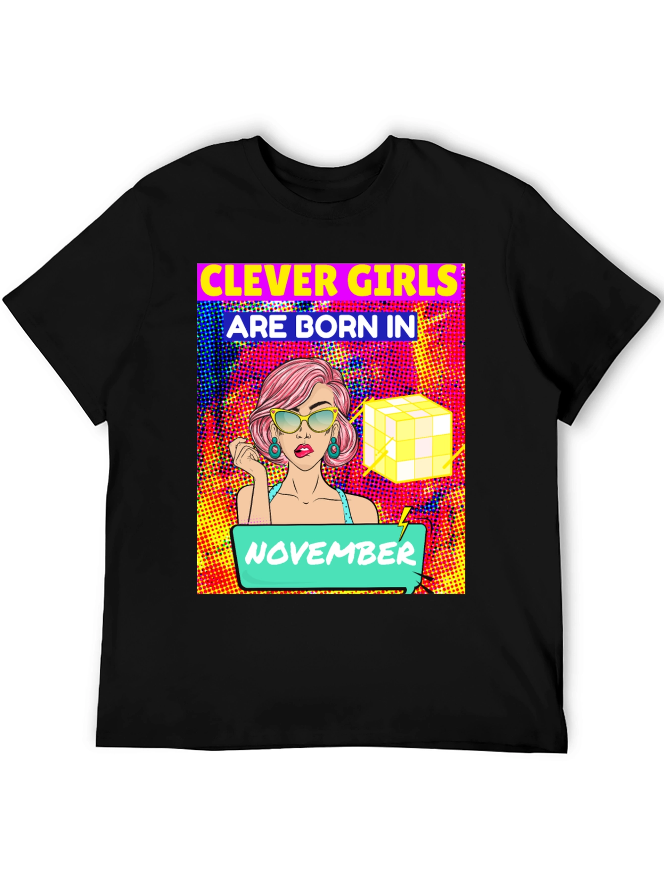 Black Clever Girls Born in November T-Shirt view 5