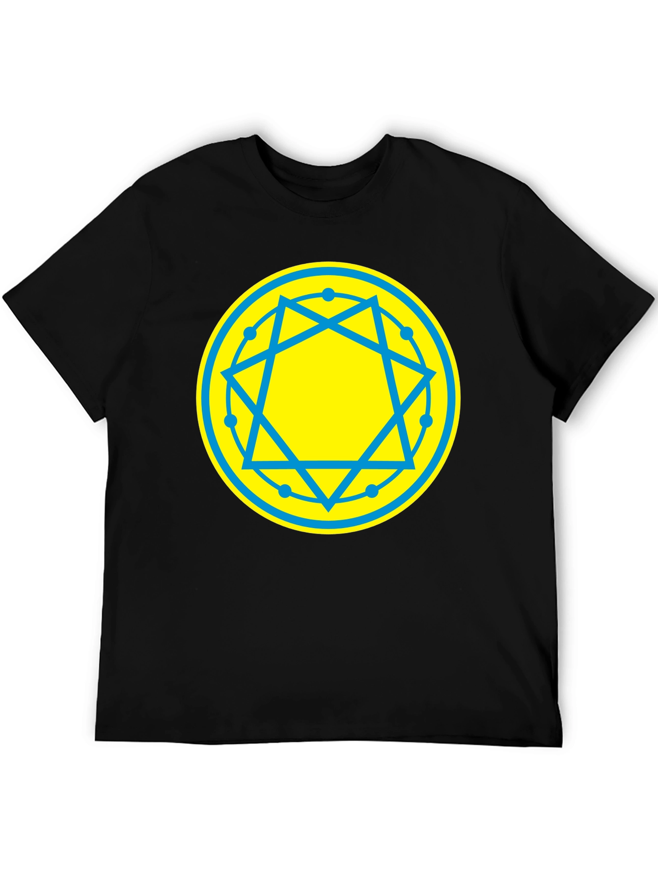 Black Geometric Symbol Tee - Black Cotton Blend T-Shirt view 5