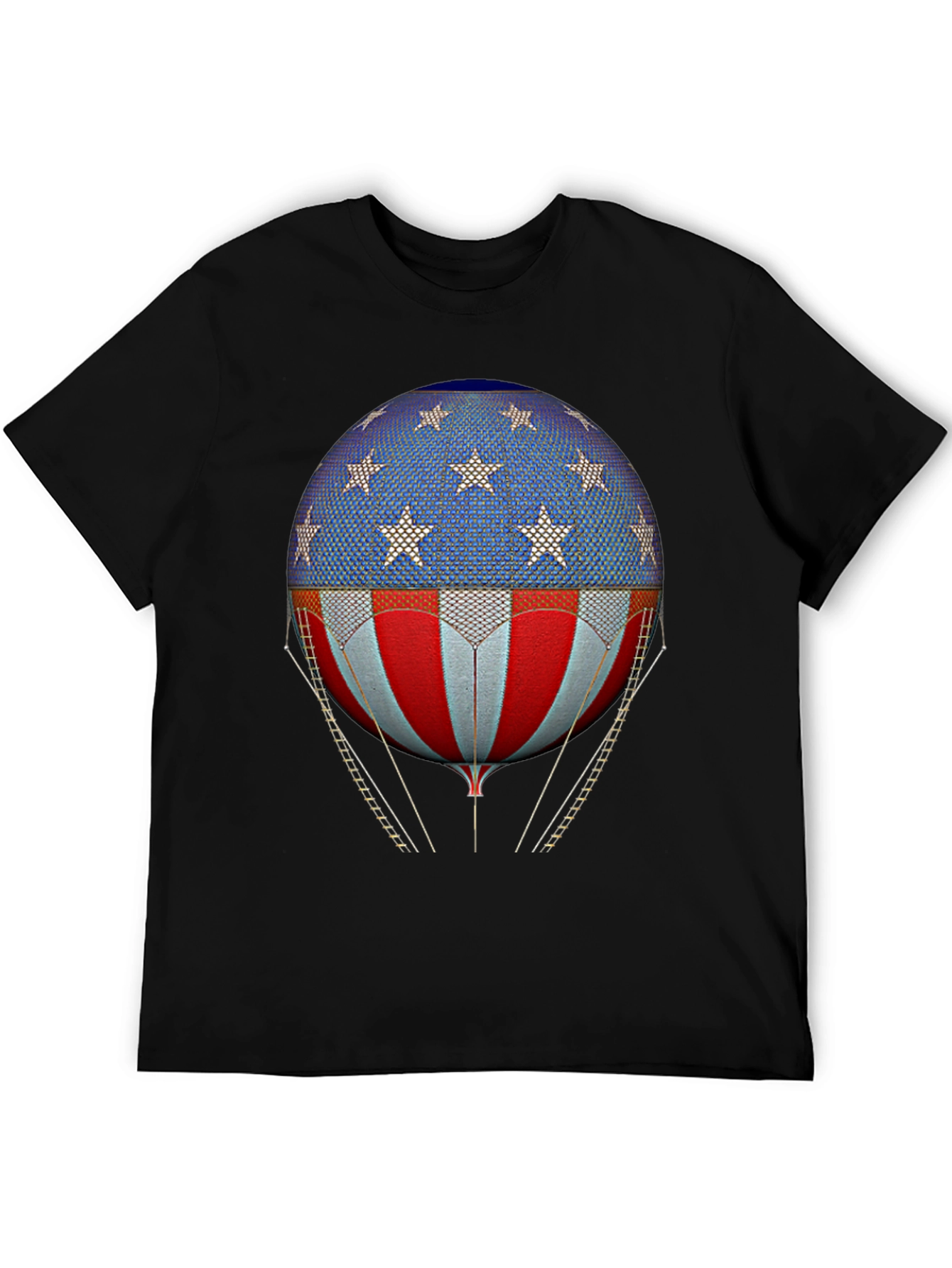 Black American Flag Hot Air Balloon Graphic Tee view 5