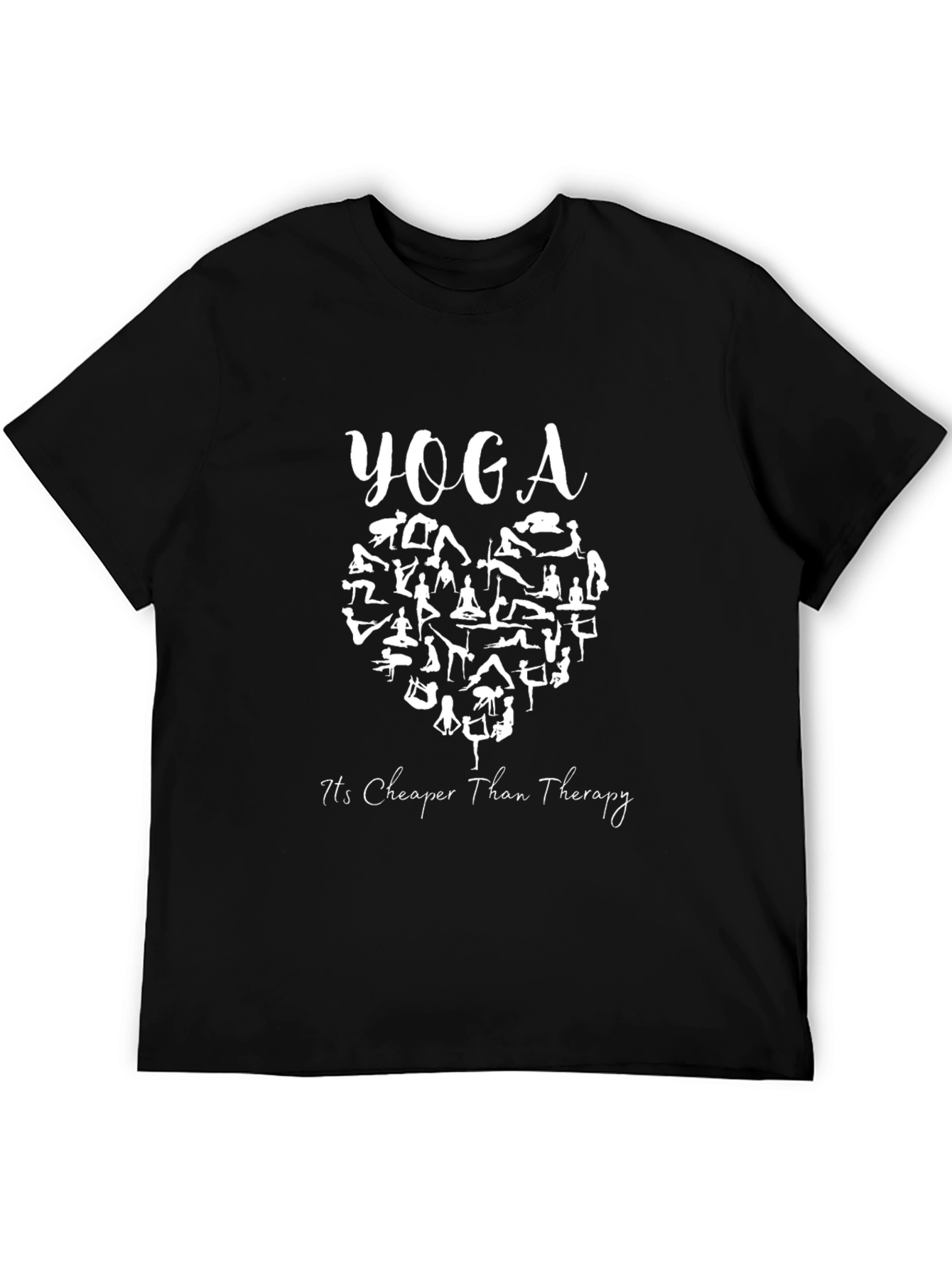 Black Yoga Cheaper Than Therapy Graphic T-Shirt view 5