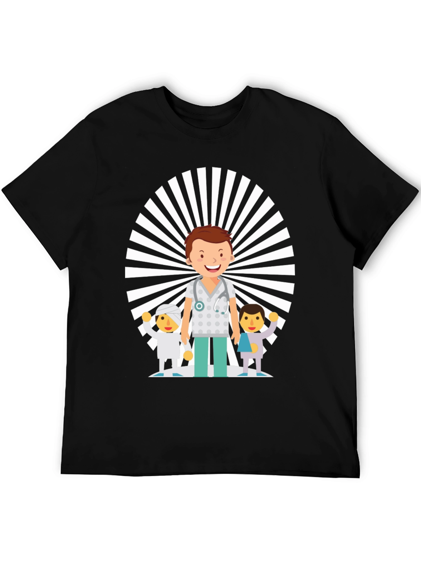 Black Cartoon Doctor Graphic T-Shirt view 5