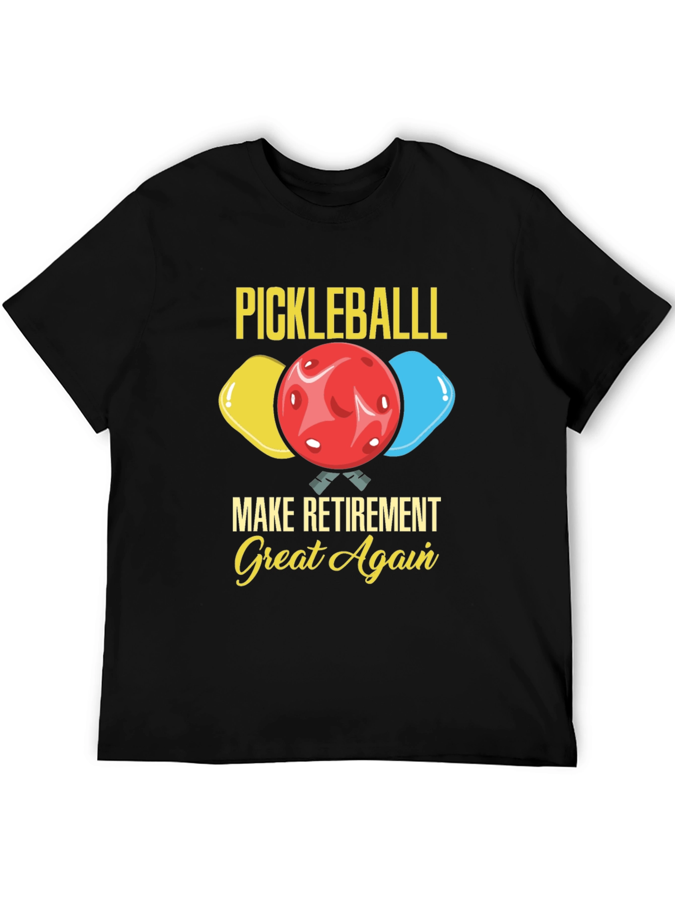 Black Pickleball Retirement T-Shirt view 5