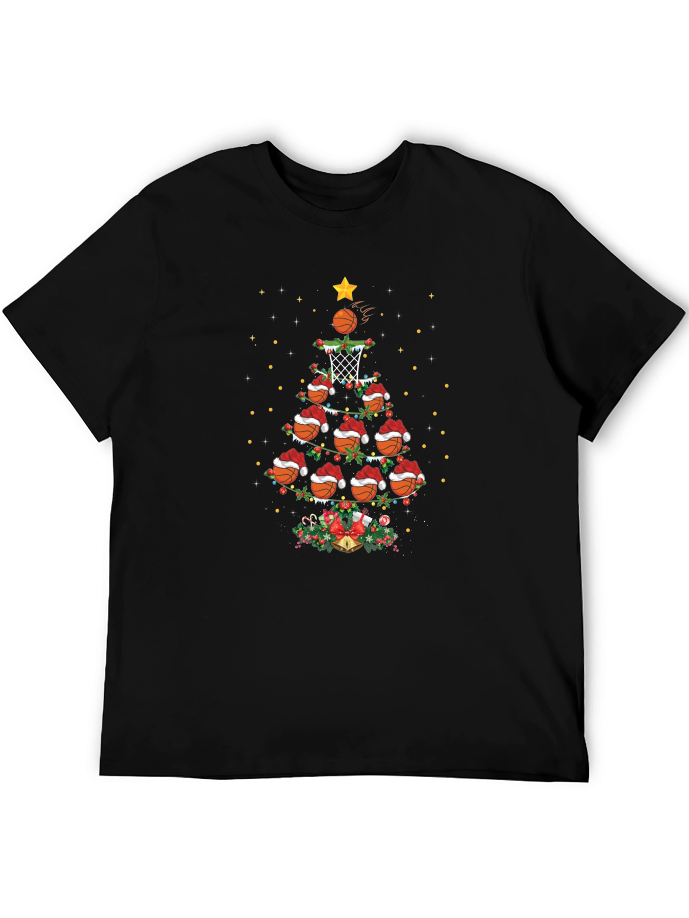 Basketball Christmas Tree Graphic T-Shirt - 5