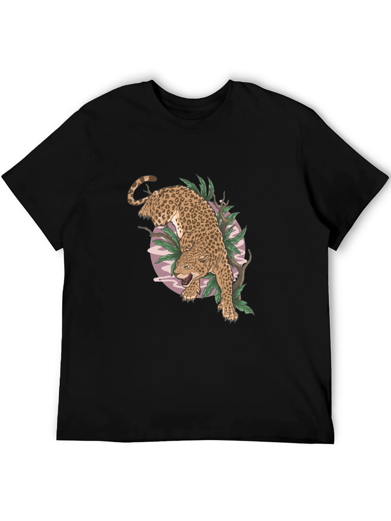 Black Leopard Graphic Print Black T-Shirt view 5