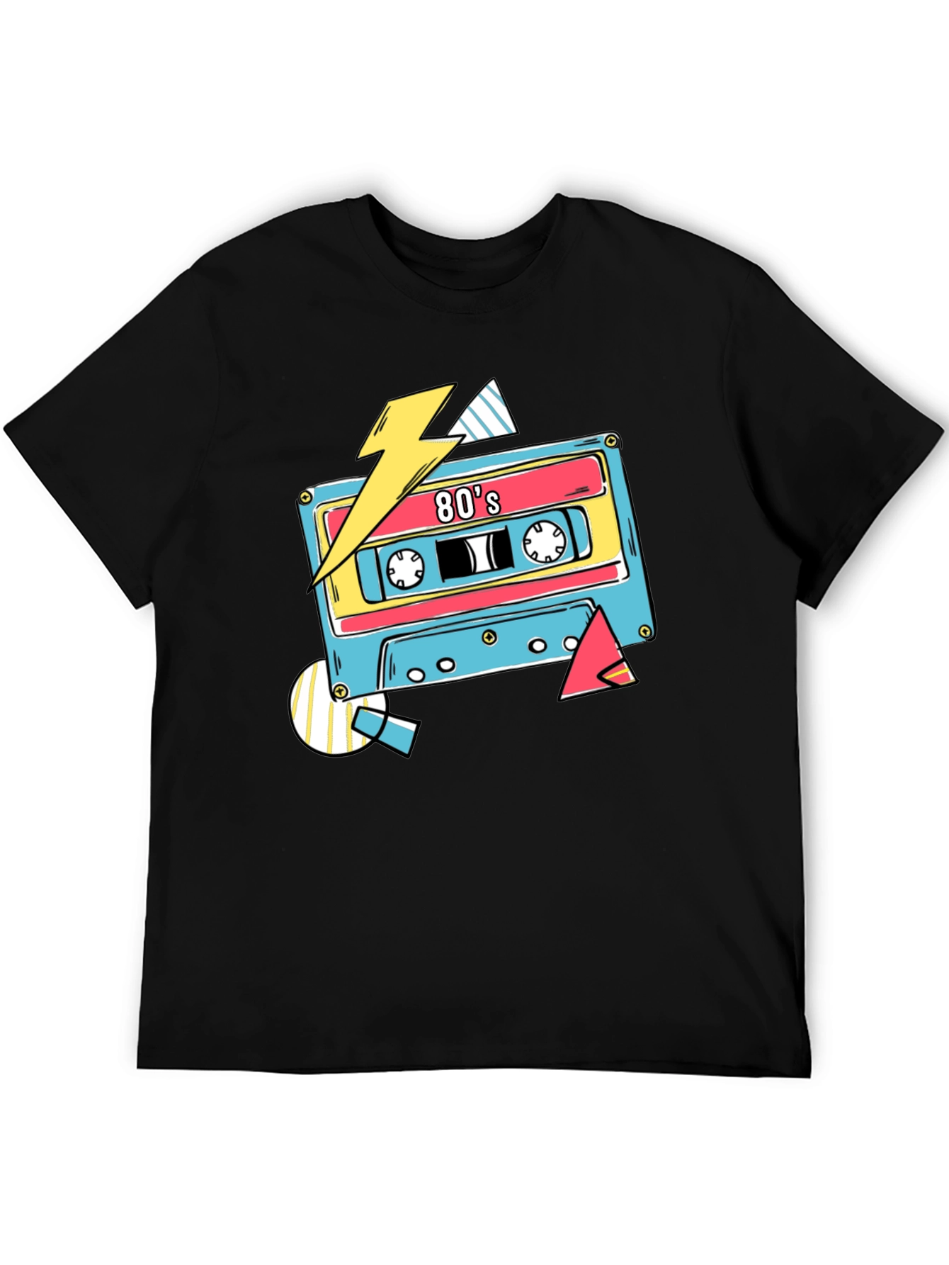 Black Retro 80's Cassette Tape Graphic T-Shirt view 5