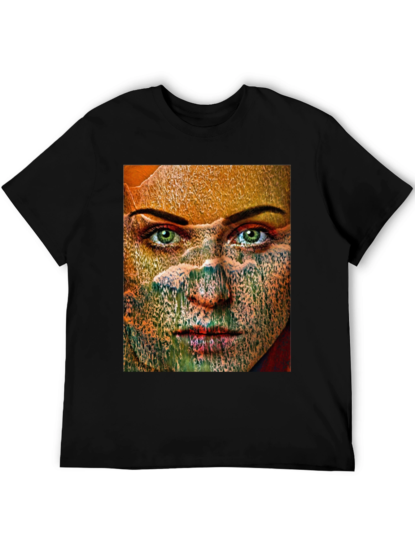 Black Abstract Woman Graphic Print Black T-Shirt view 5