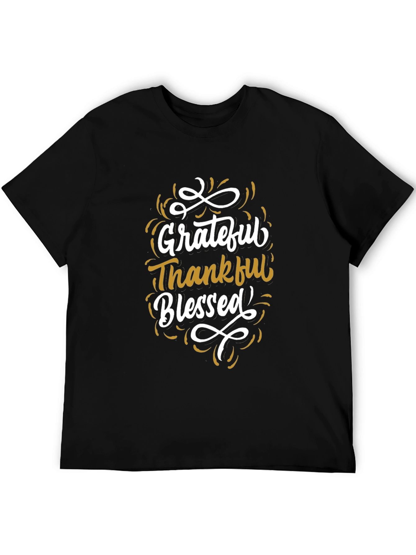 Black Grateful, Thankful, Blessed Black T-Shirt view 5