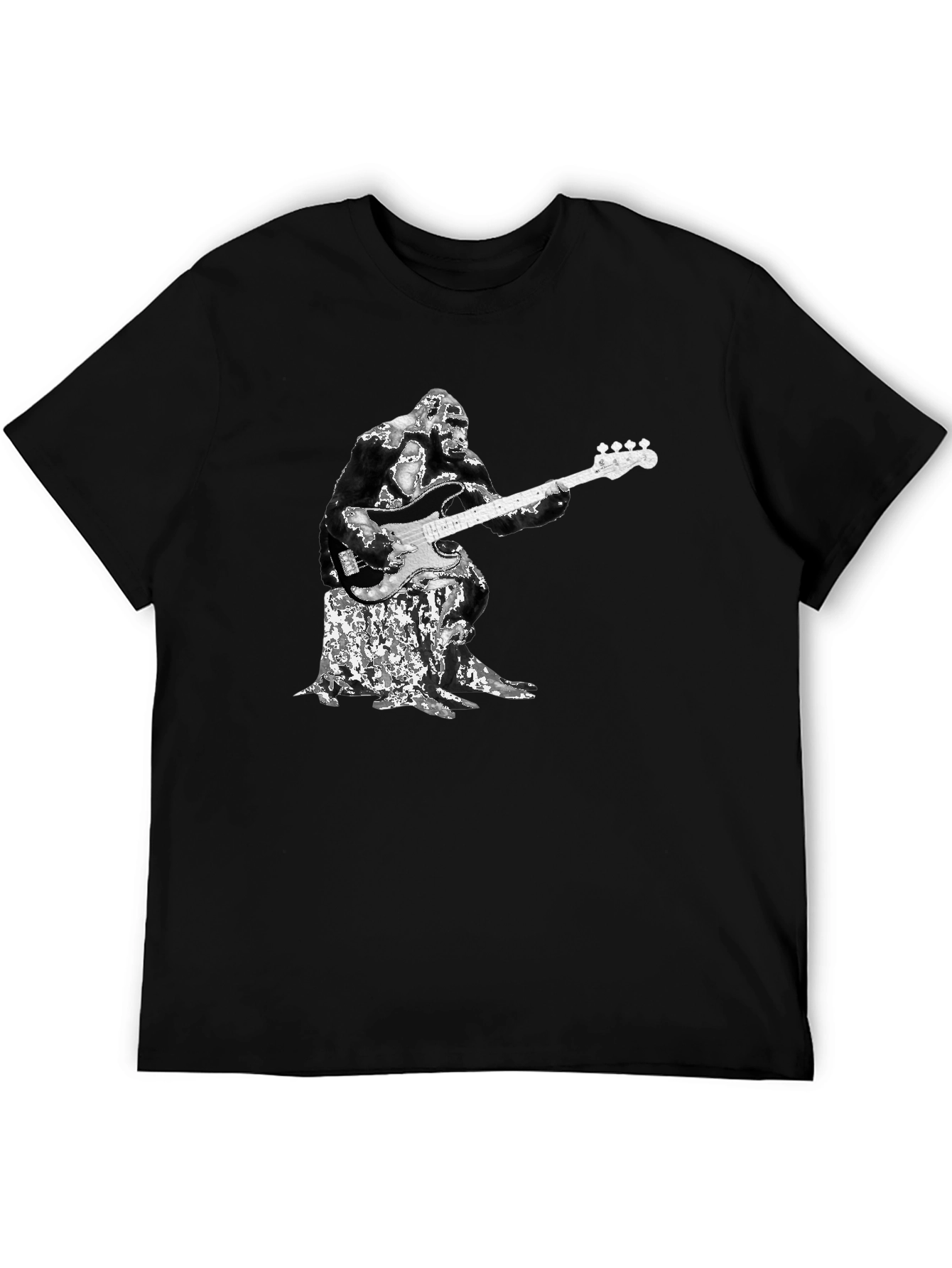 Black Gorilla Bass Player Graphic T-Shirt view 5