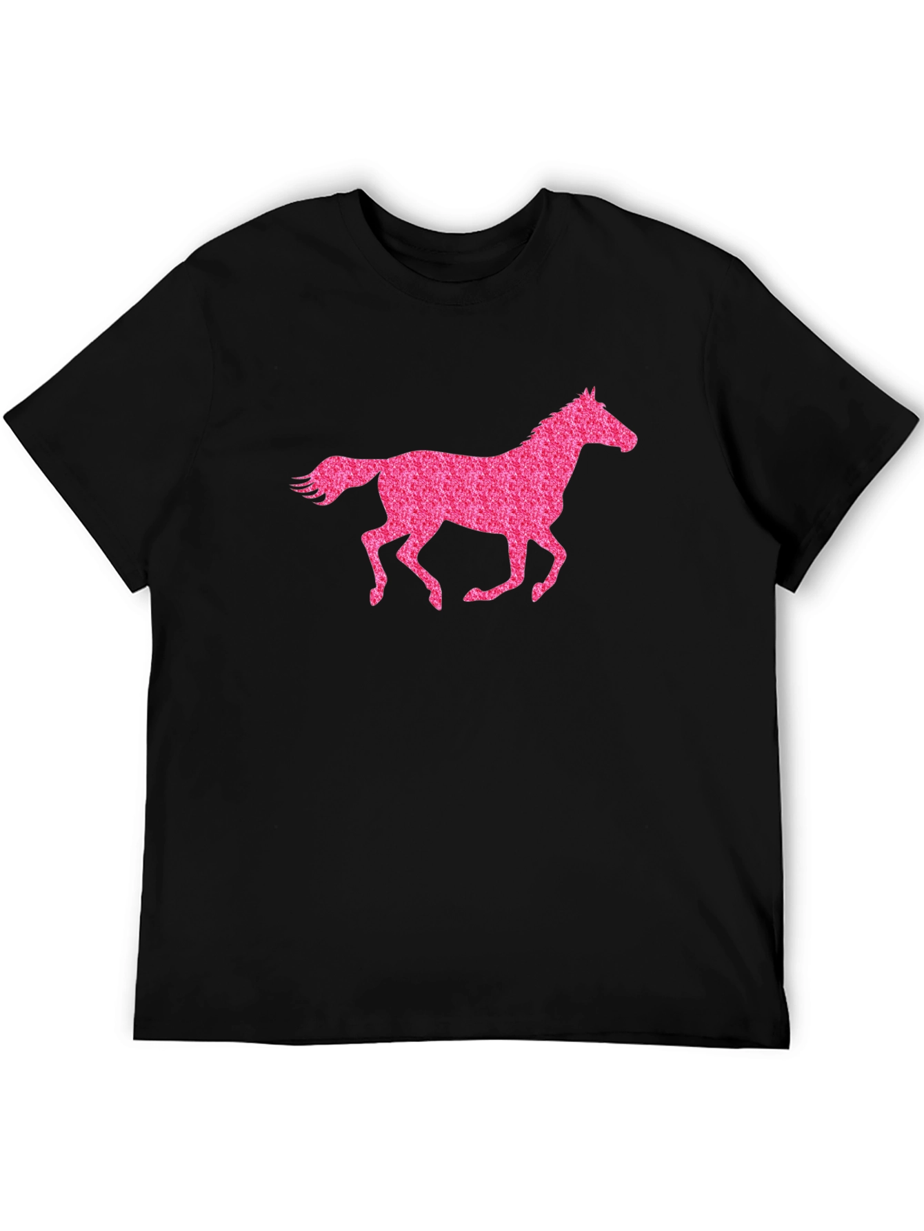 Black Black T-Shirt with Pink Horse Graphic view 5
