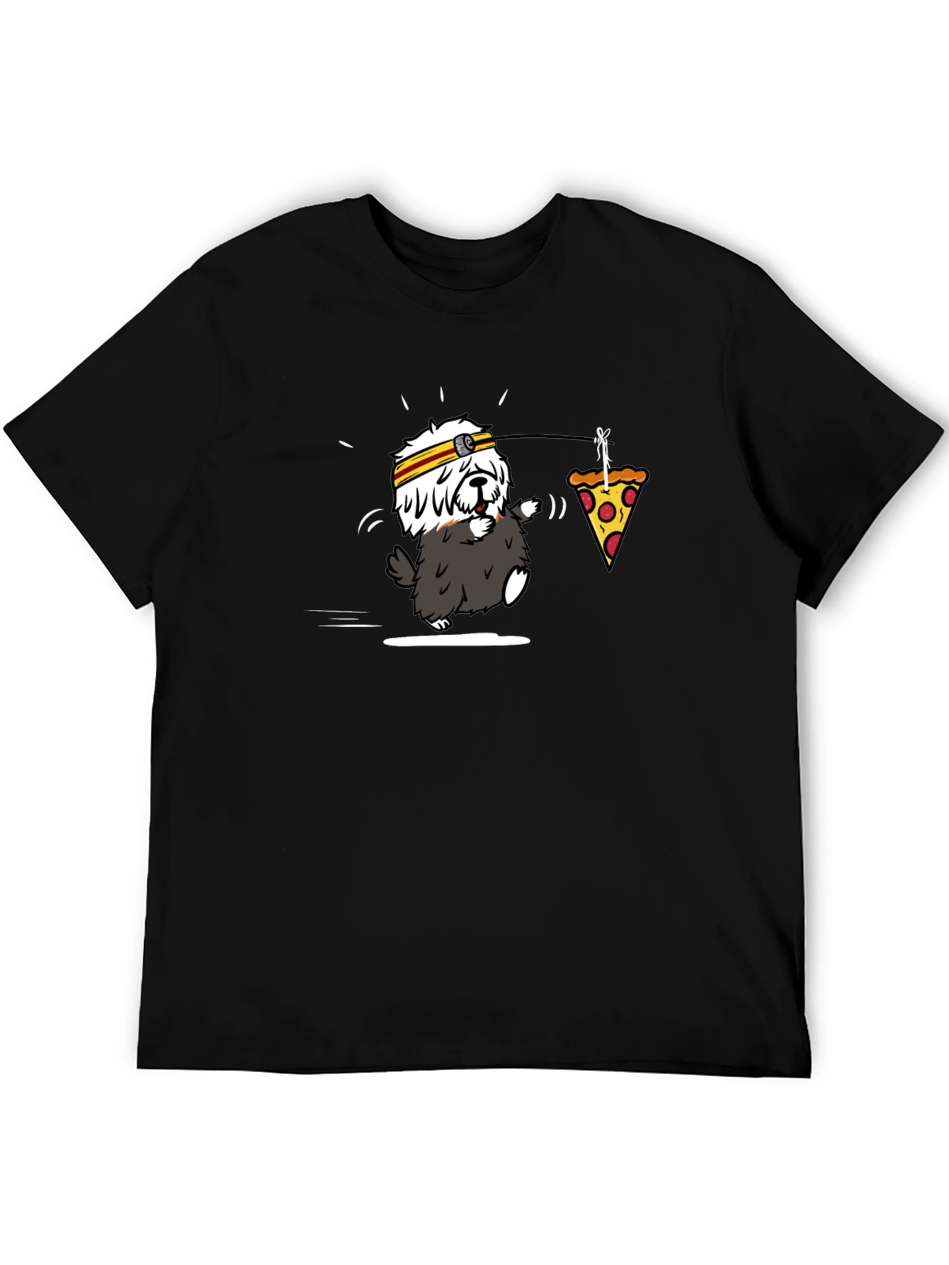 Black Funny Pizza Dog T-Shirt view 5