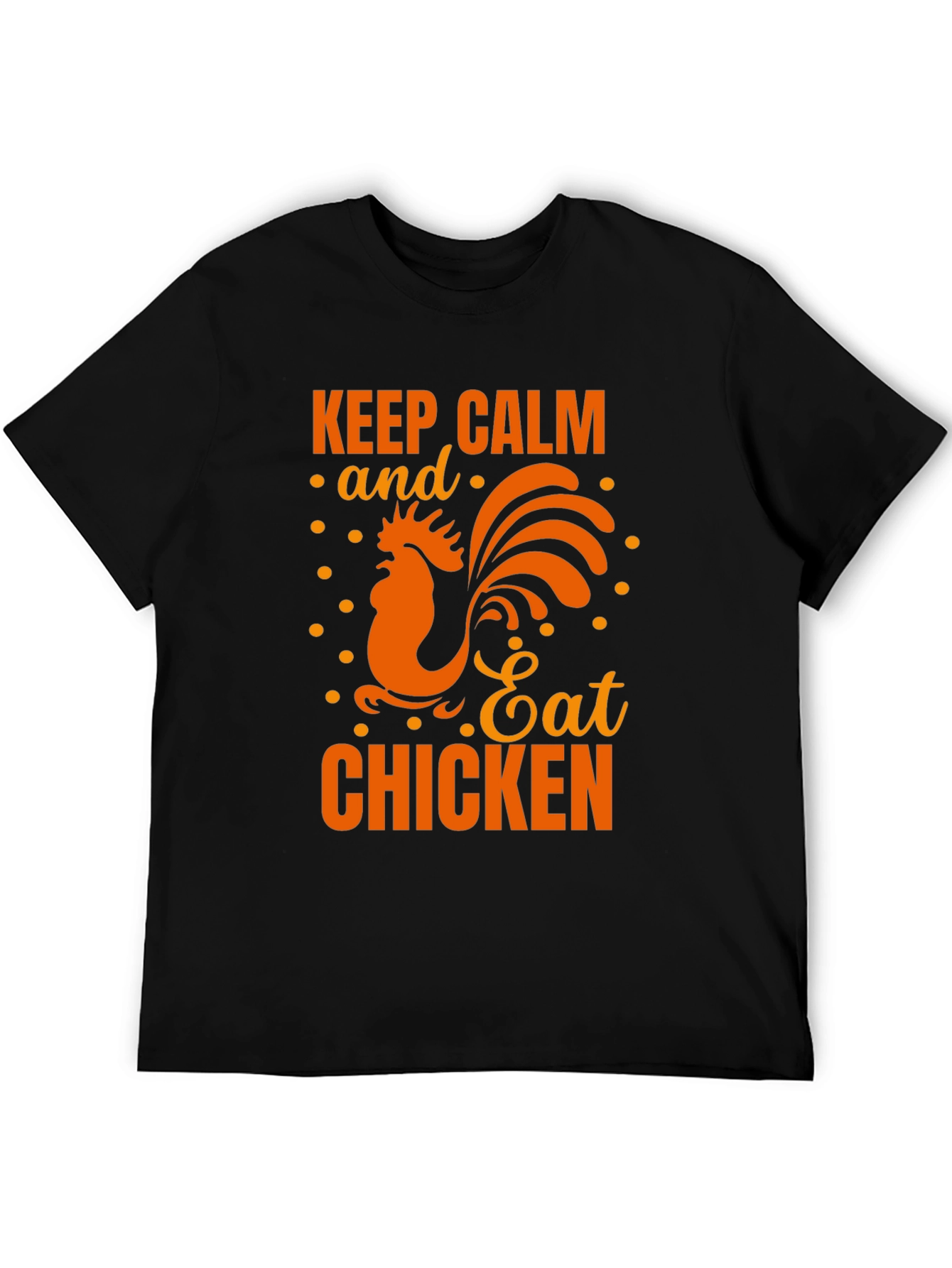 Black Keep Calm Eat Chicken Black Graphic T-Shirt view 5