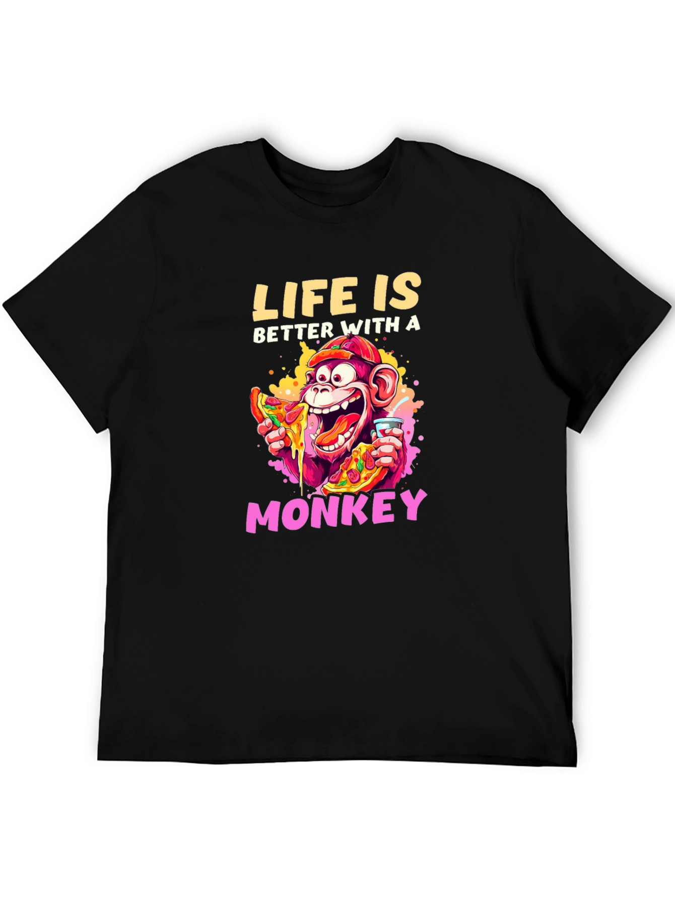 Black Life is Better with a Monkey Graphic Tee view 5
