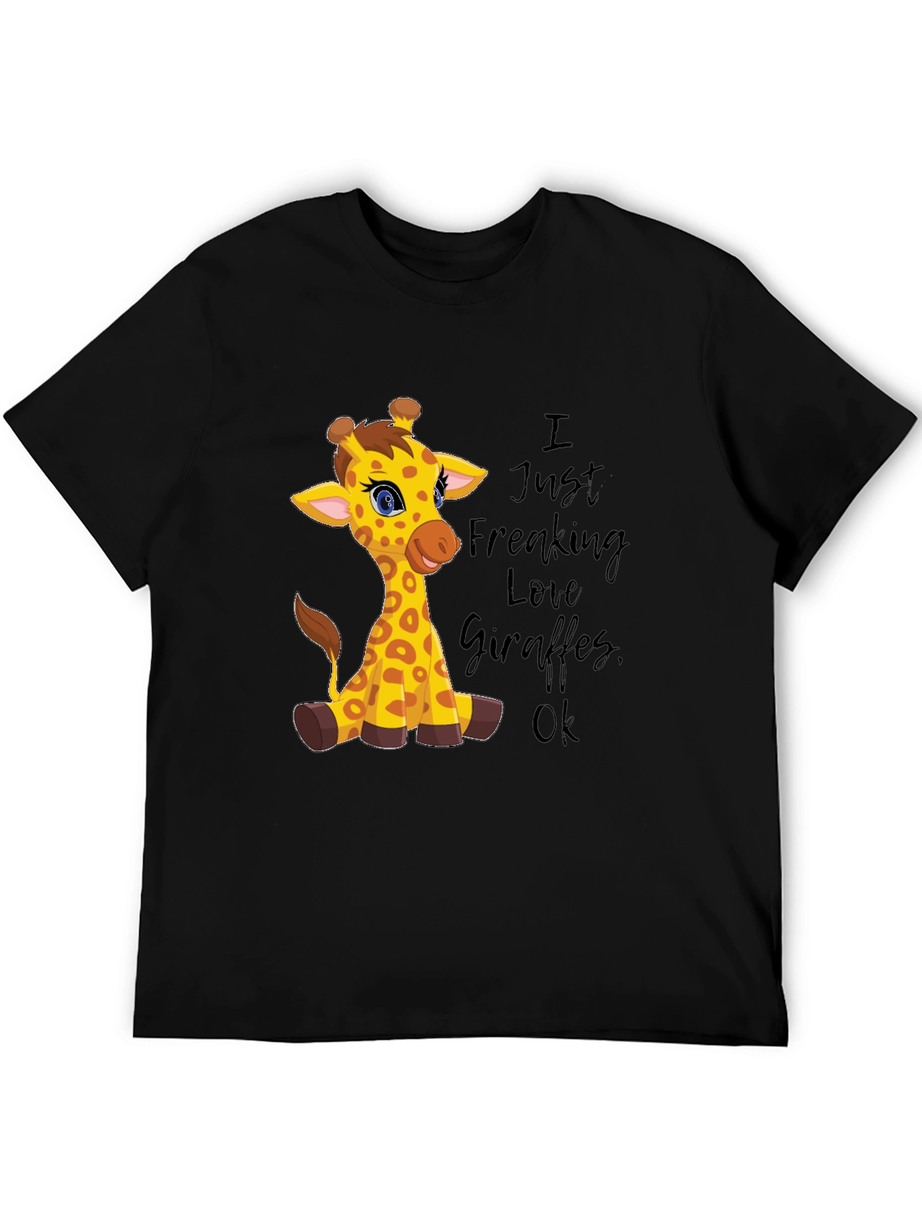Black I Love Giraffes Graphic Tee - Unisex Black T-Shirt view 5