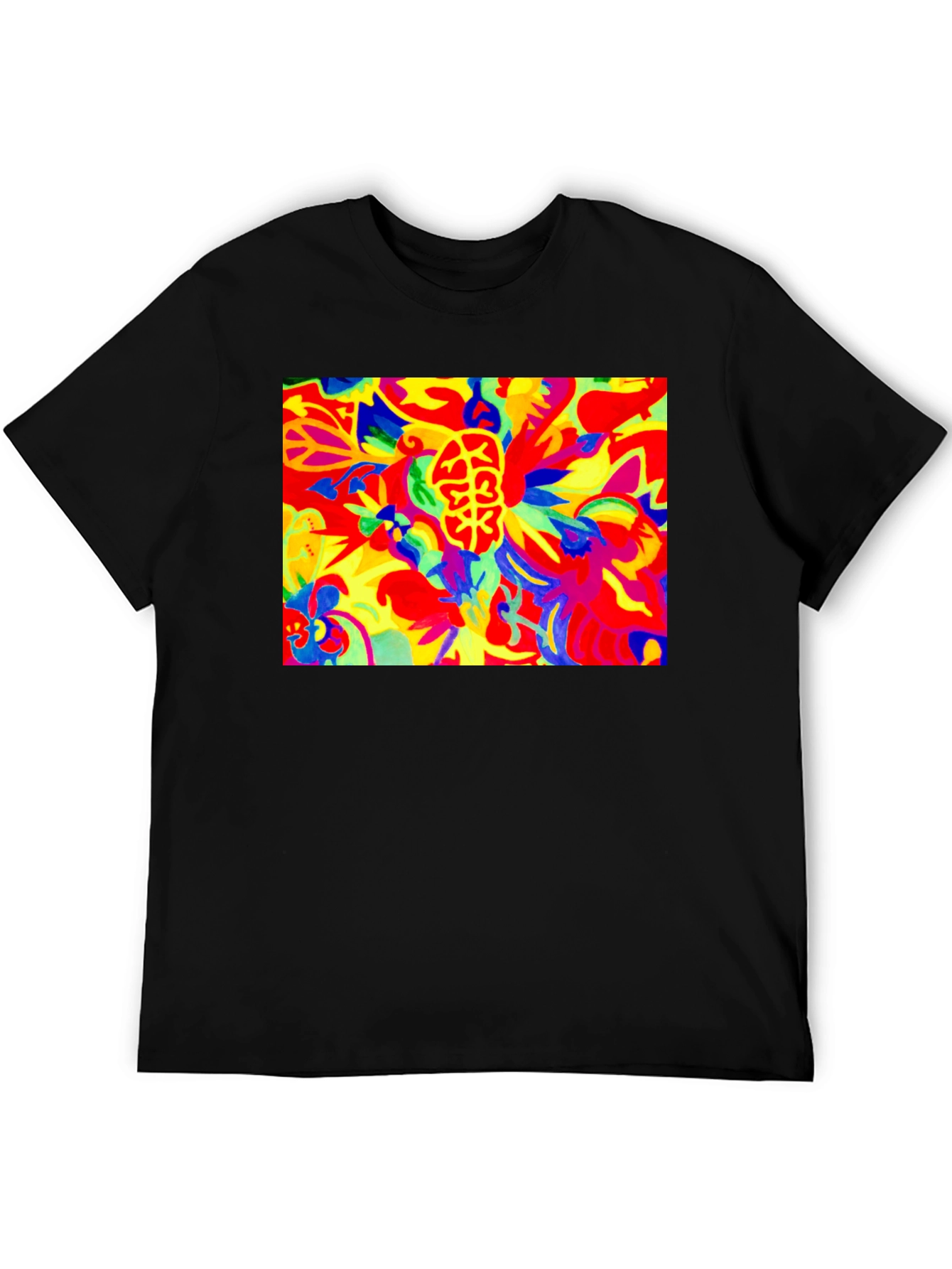 Black Psychedelic Brain Art Black T-Shirt view 5