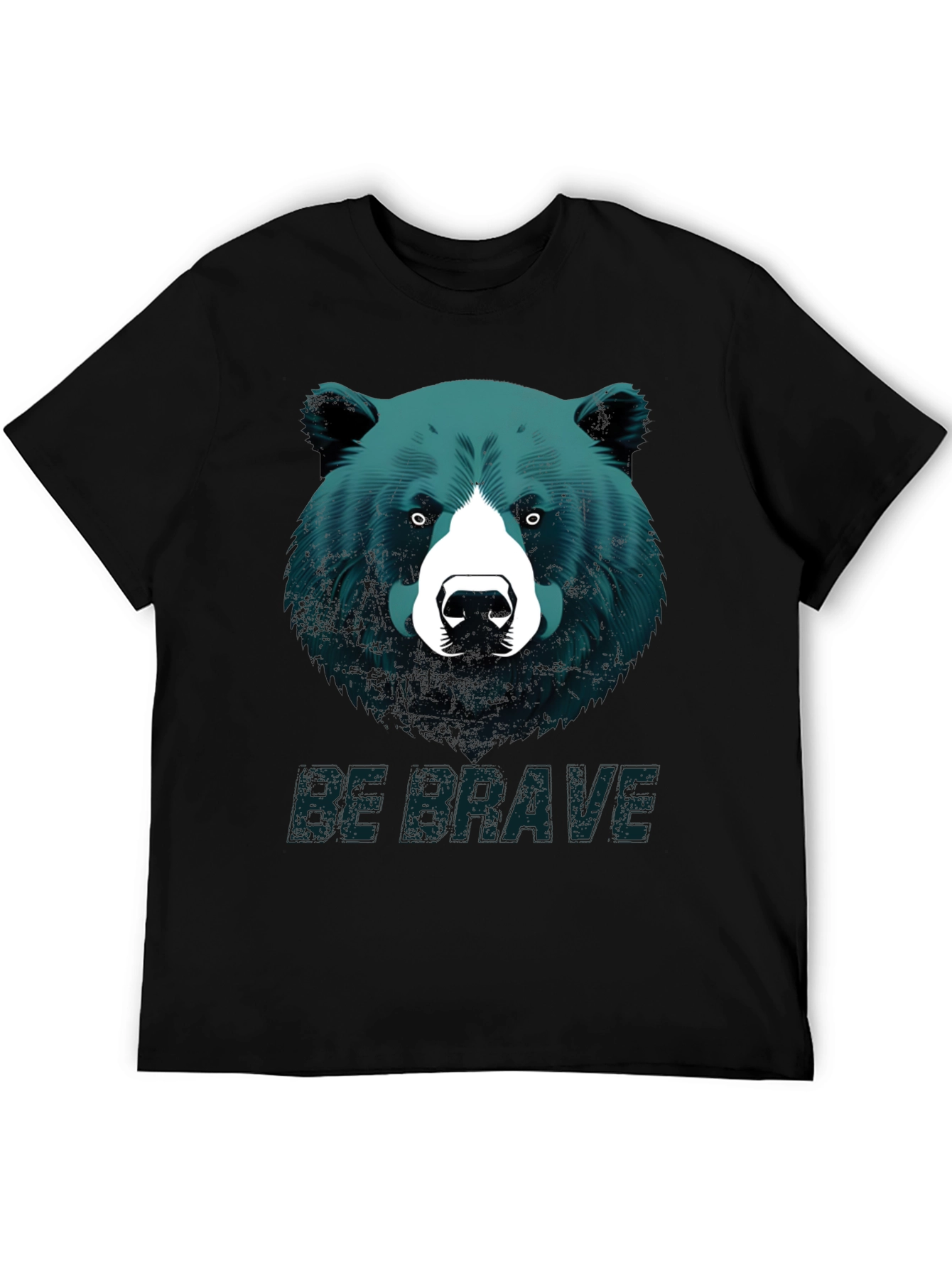 Black Be Brave Bear Graphic Tee - Black Unisex T-Shirt view 5