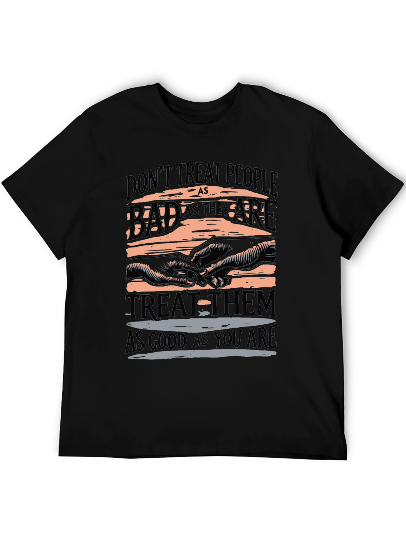 Black Inspirational Graphic T-Shirt - Treat Others Well view 5