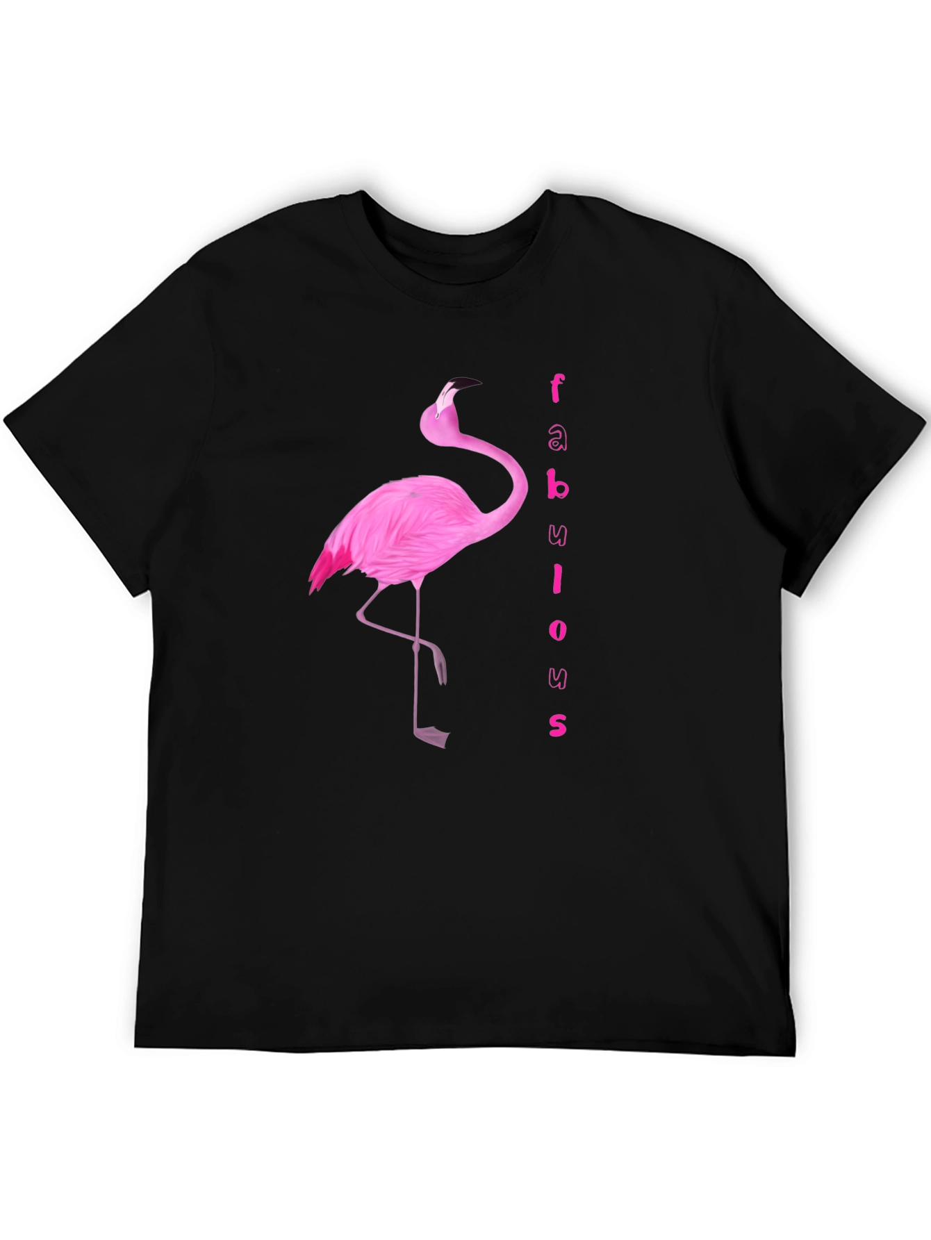 Black Fabulous Flamingo Graphic Tee - Black Cotton T-Shirt view 5