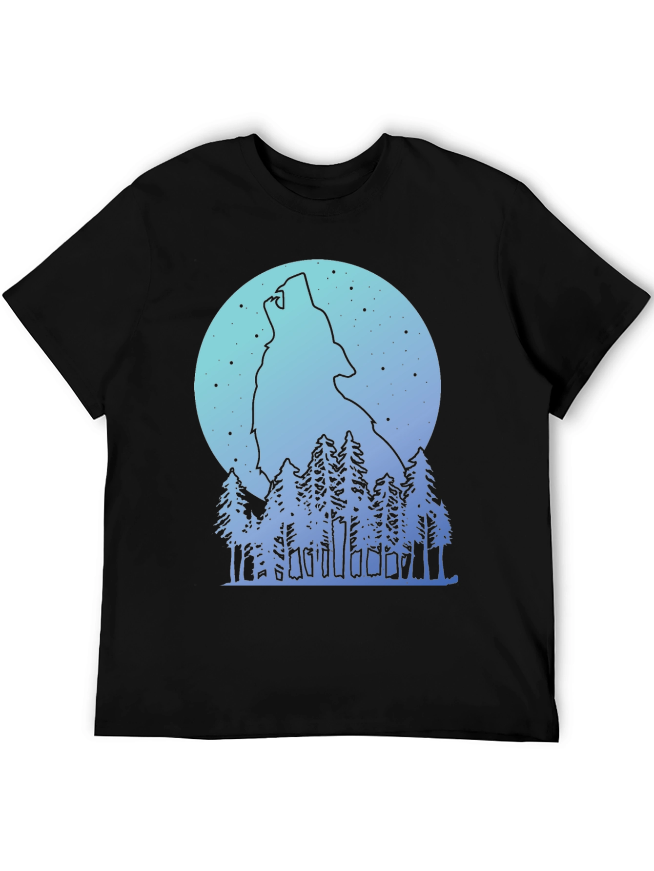 Black Wolf Howl Moon Graphic Tee view 5
