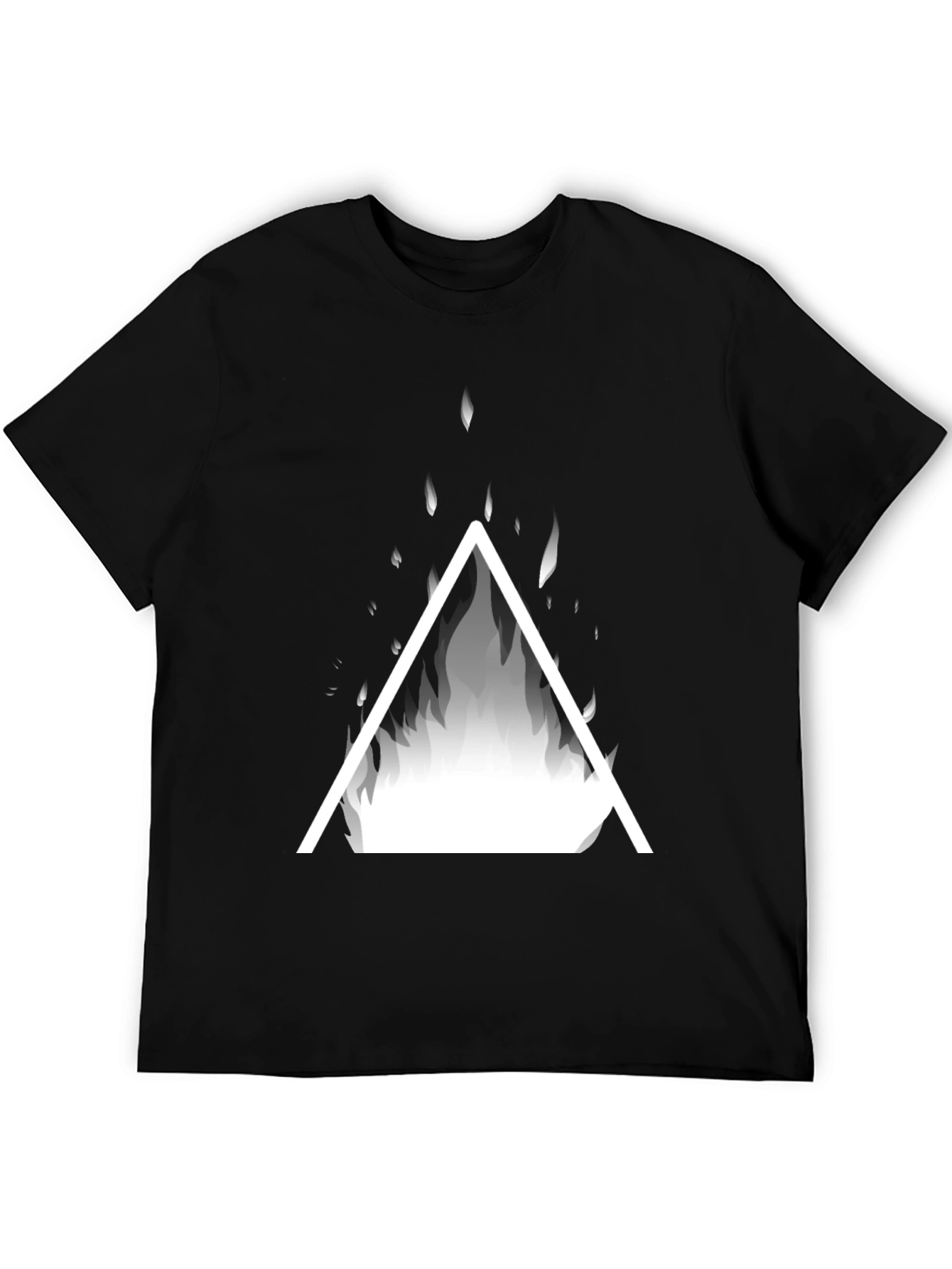 Black Geometric Fire Triangle Graphic Tee view 5