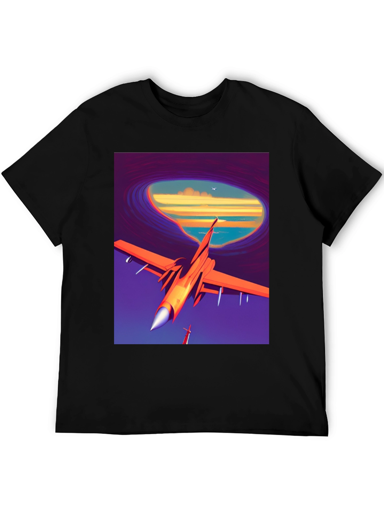 Black Retro Airplane T-Shirt - Artistic Aviation Tee view 5
